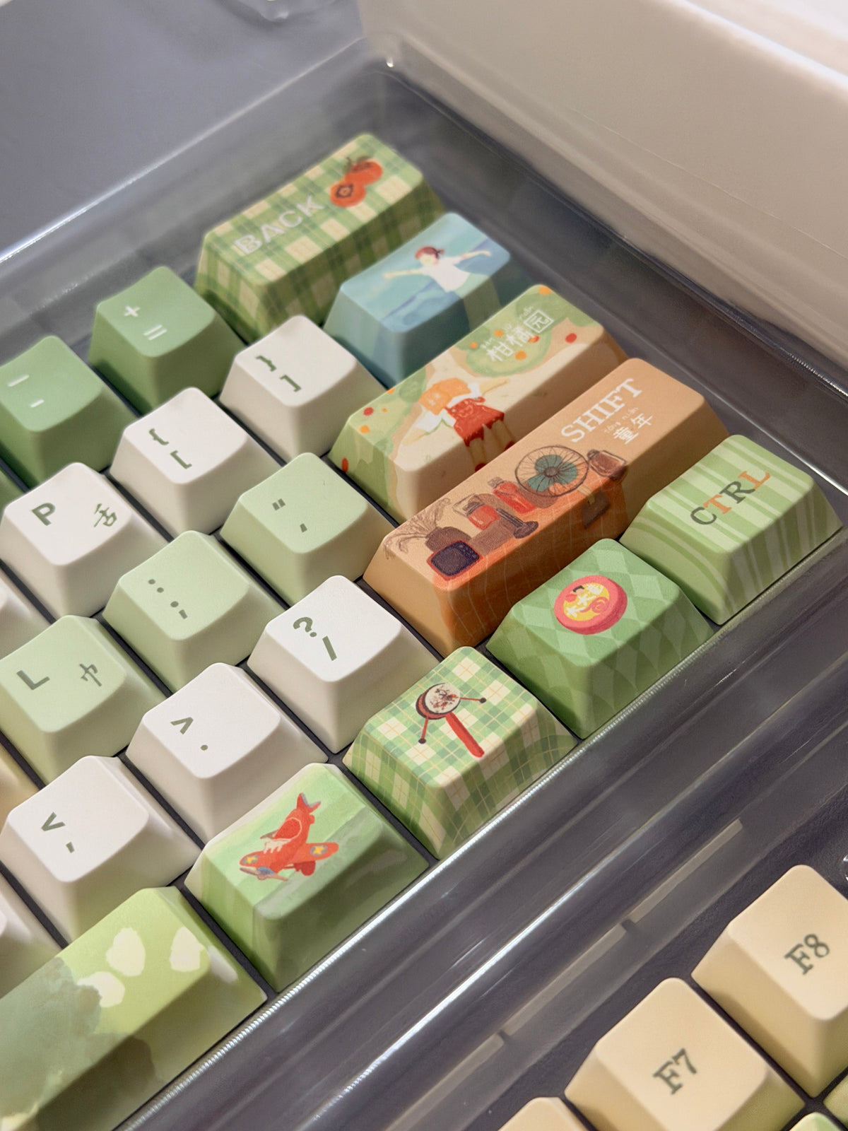 #0312 Time Machine Forest Garden Botanical Keycap Set – MoCoo Cute Green Custom Mechanical Keyboard Keycaps