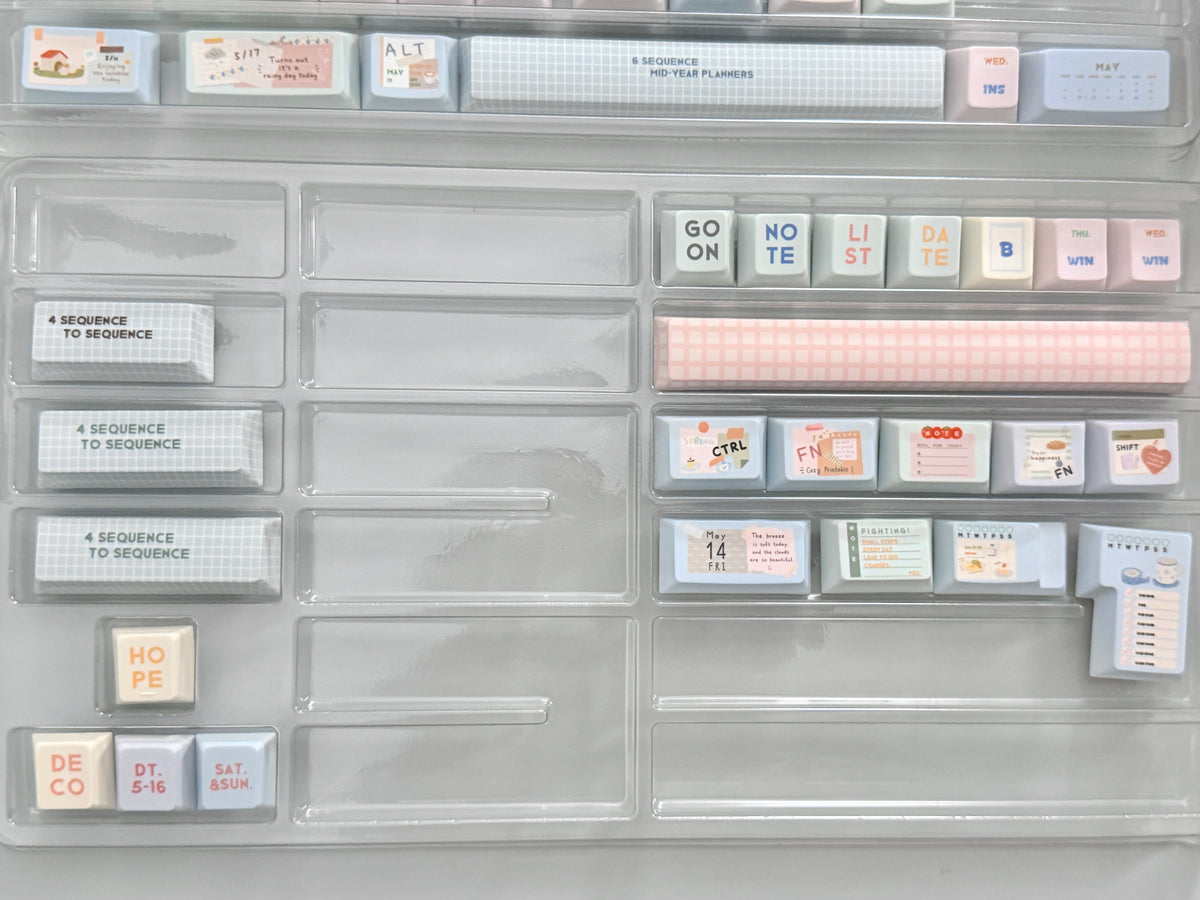 #0309 Love Journal Pastel Blue Creamy Aesthetic Keycaps Set | Cute Diary Theme Mechanical Keyboard Keycaps | Kawaii Office & Study Desk