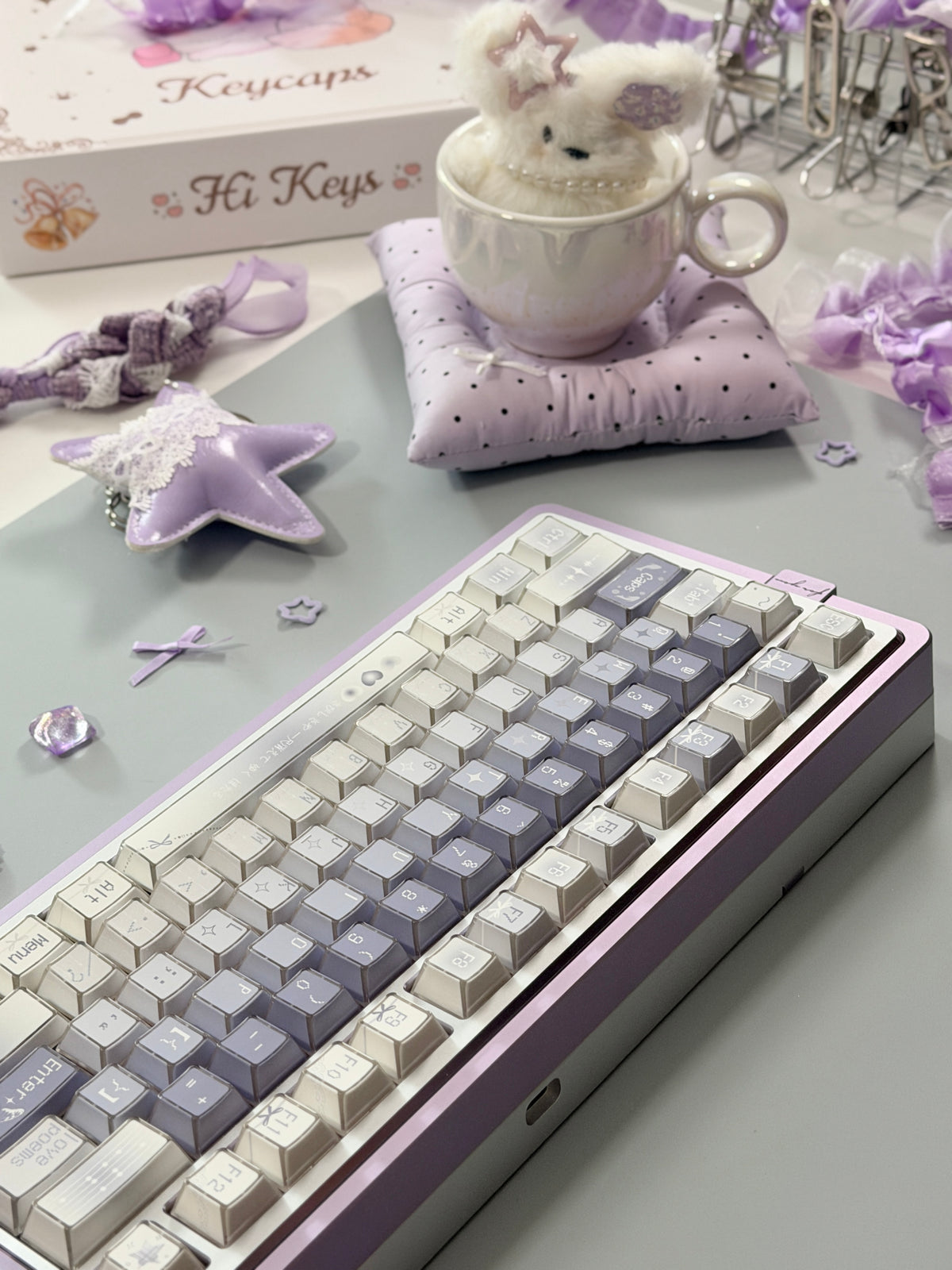 #0304 Lavender Butterfly Dream Keycaps | Pastel Blue Purple Fairycore Mechanical Keyboard Keycaps