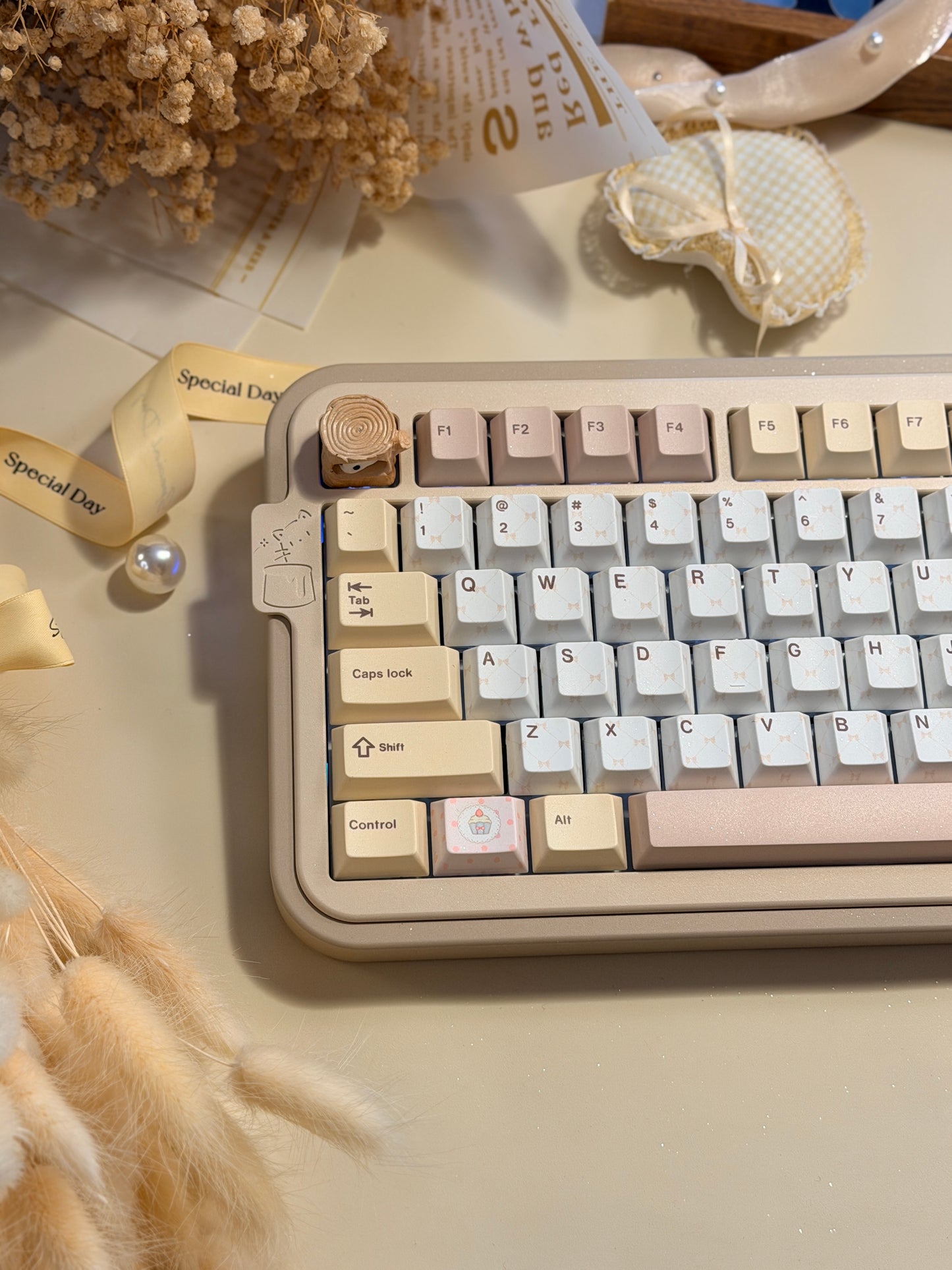 ONLY 1 Instock Cocomi80 Milk Tea Custom Mechanical Keyboard keyrialabs Keycaps Set