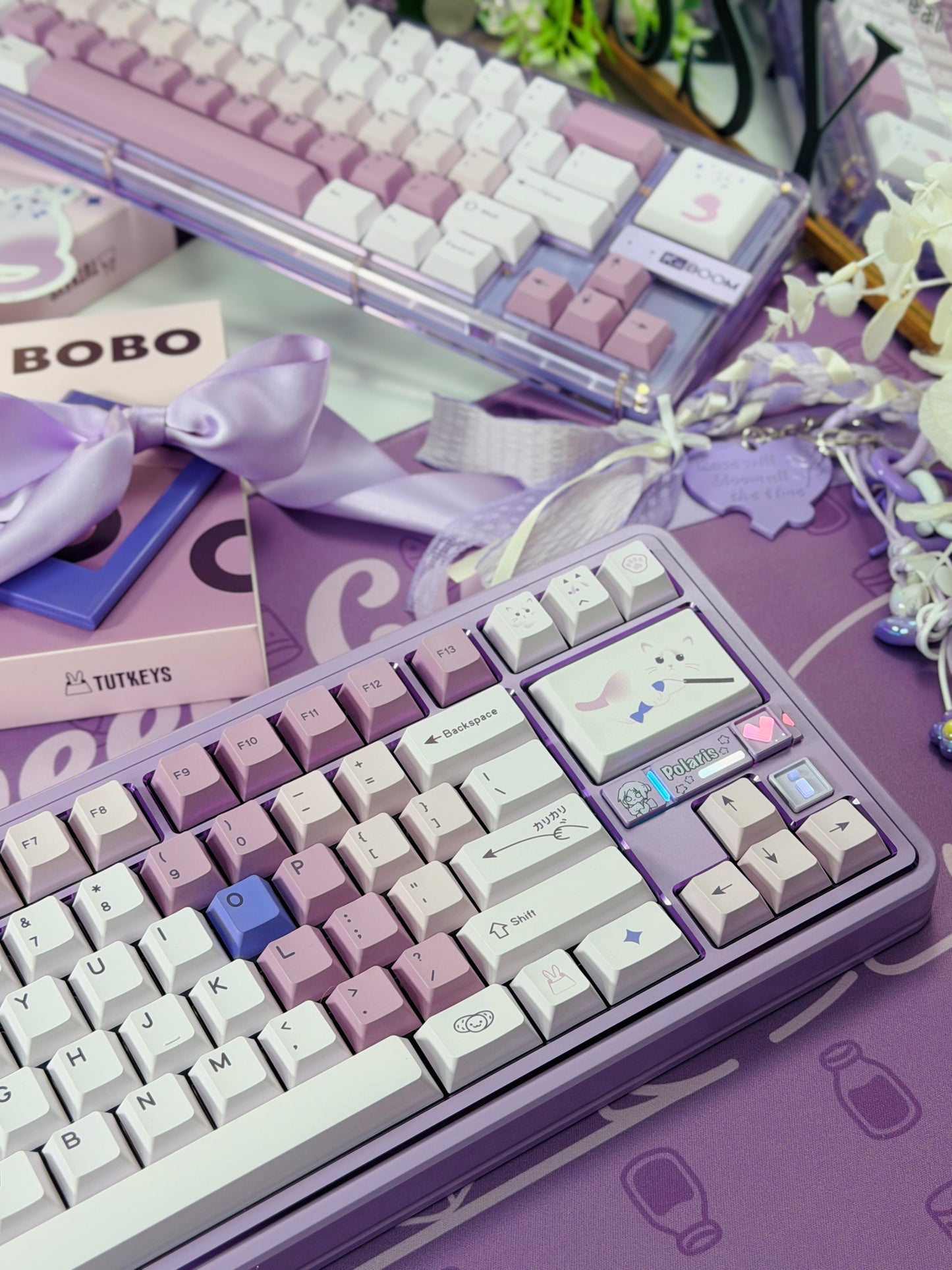 ONLY 1 Instock Prebuilt Aluminum Custom Mechanical Keyboard Polaris80 Purple Set