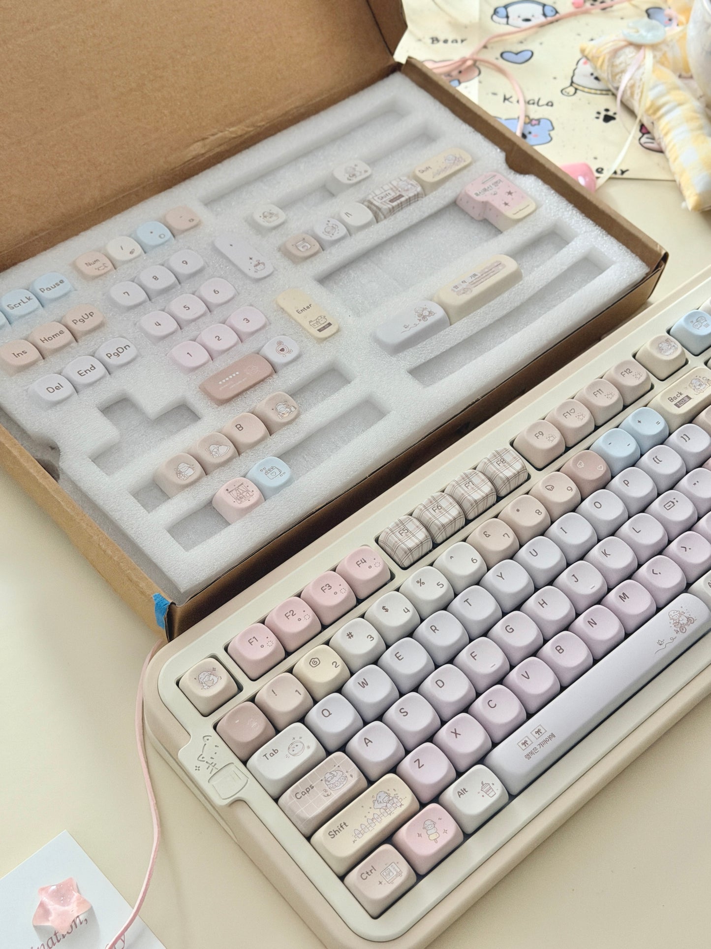 #0292 Cream Pale Pink Lamp Cake Cherry/moa Profile Keycap