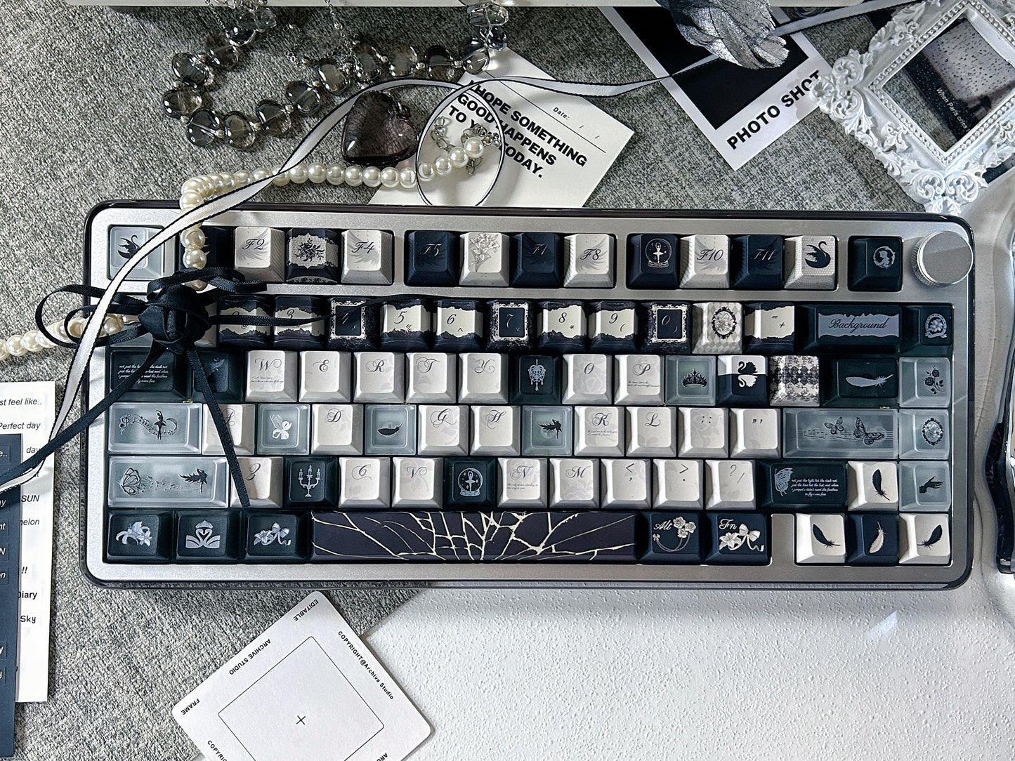 #0229 Dance of Ashes Black White Grey Keycap Designed By Miller