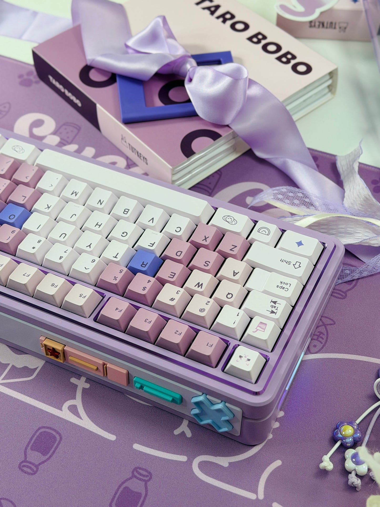 ONLY 1 Instock Prebuilt Aluminum Custom Mechanical Keyboard Polaris80 Purple Set