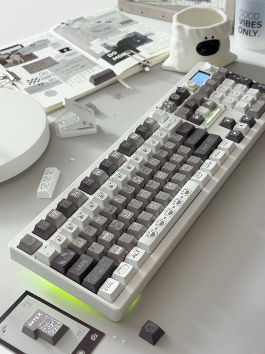 ONLY 1 Instock Prebuilt Aluminum Custom Mechanical Keyboard ND104 Emo Gray Keycaps Toast Switch