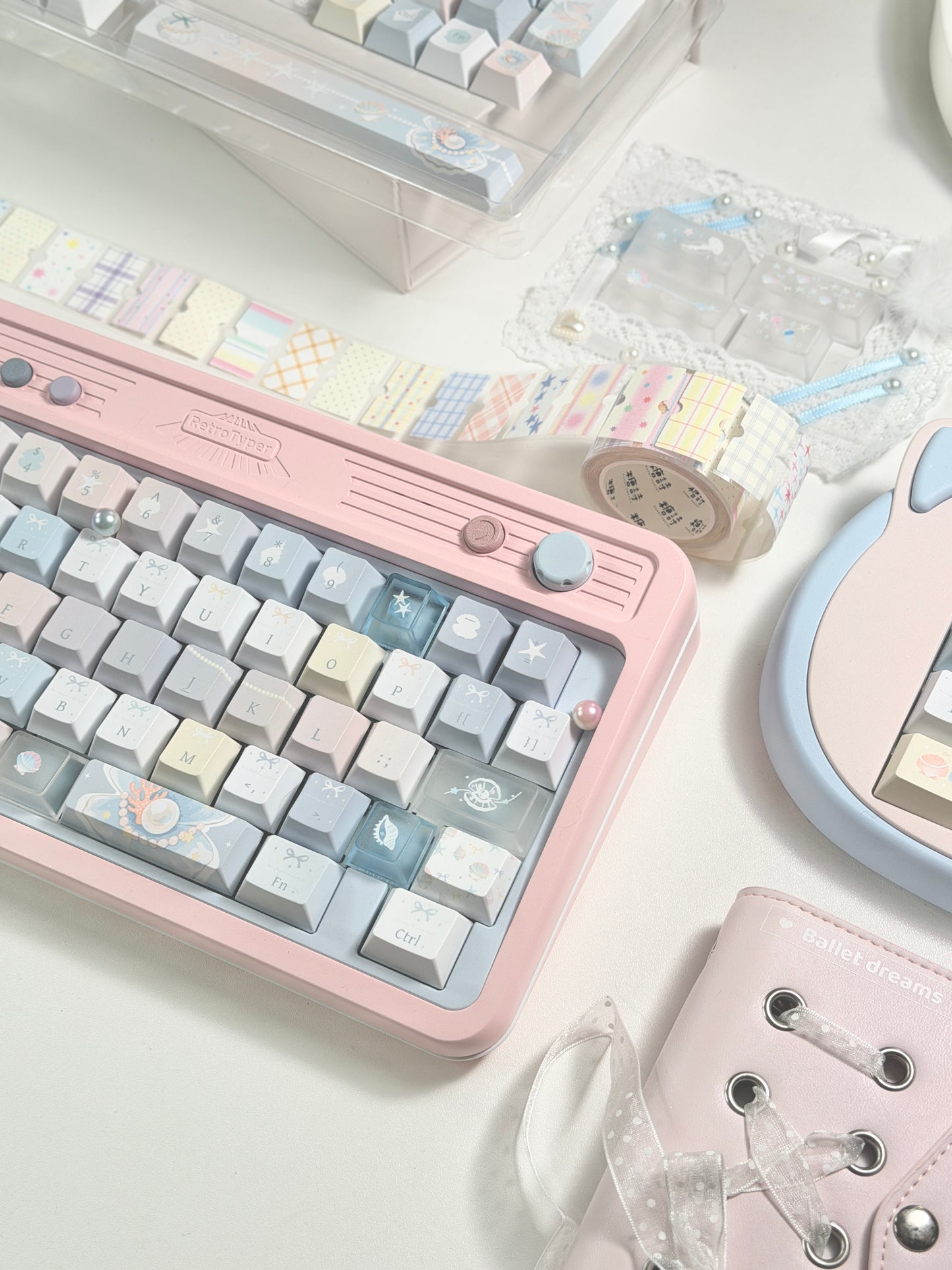 #0269 Pastel Seashell Jellyfish Pearls Keycaps With Foggy Pc Novelty Cherry Profile Designed By Miller