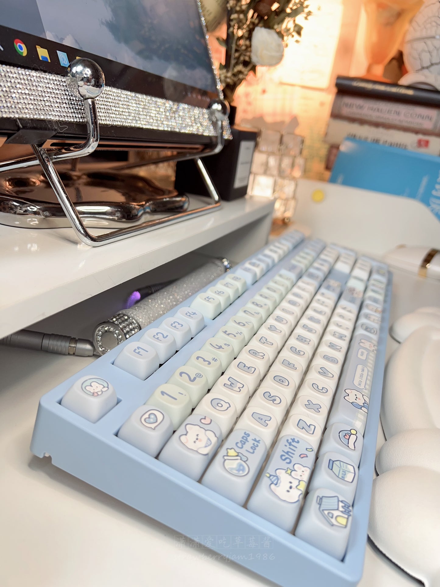 「Fully Assembled」tianyi98 Pastel Blue kawaii Bunny Customized Mechanical Keyboard