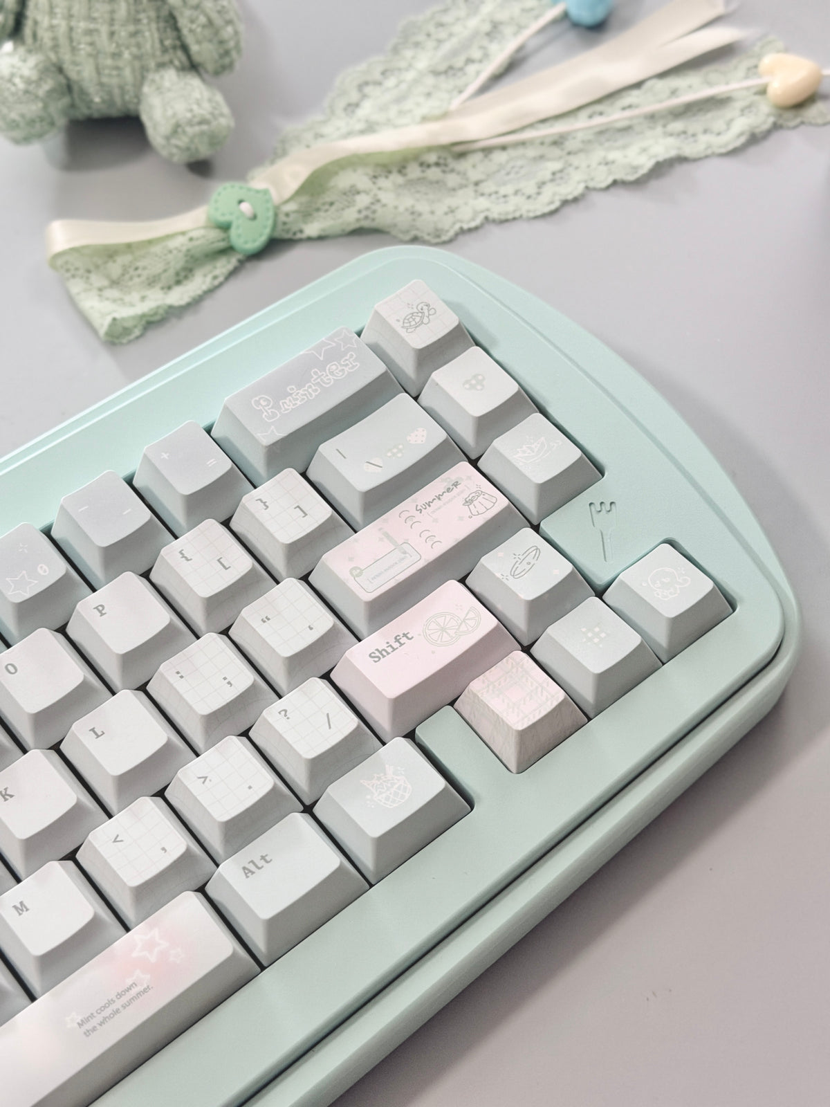 #0305 Ice Mint Jelly Keycaps | Pastel Blue Mint Mechanical Keyboard Keycaps