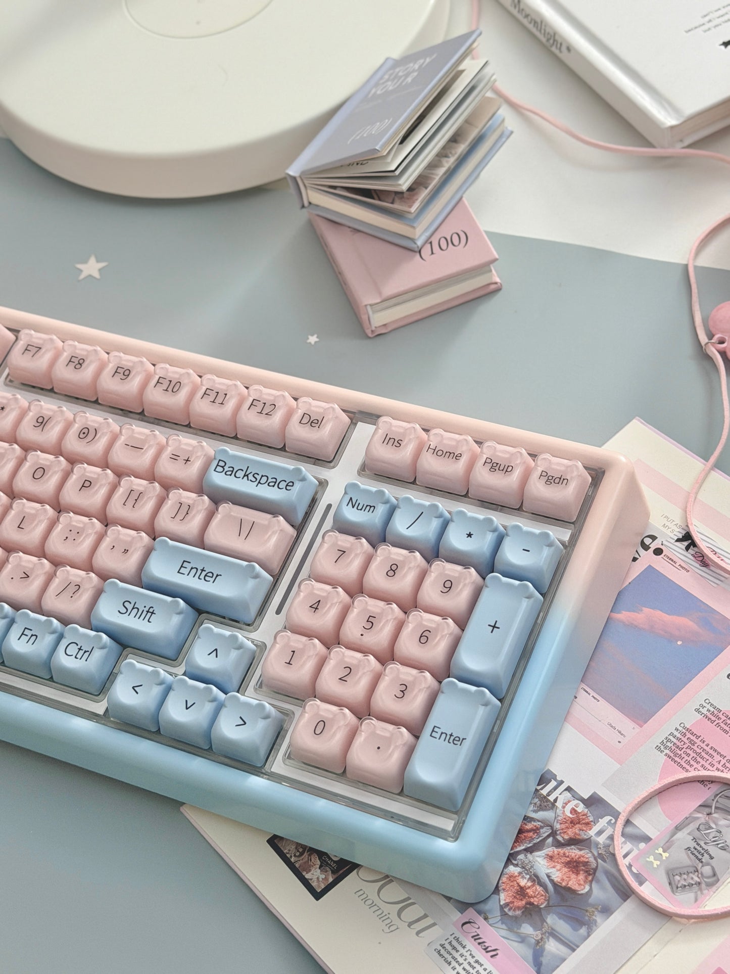 Unboxing Sample For Sales ONLY 1 Instock ainbell base99 pale pink Blue Bear RGB Backlit wireless mechanical keyboard