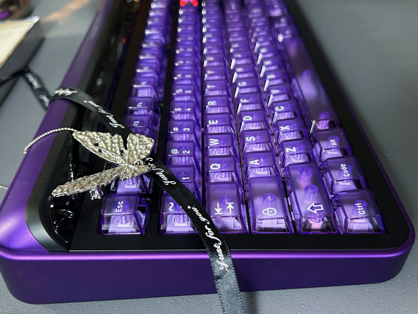 ONLY 1 Instock Prebuilt Aluminum Customized Mechanical Keyboard Targa98 Black Purple Set（not including artisan and shooting decoration）