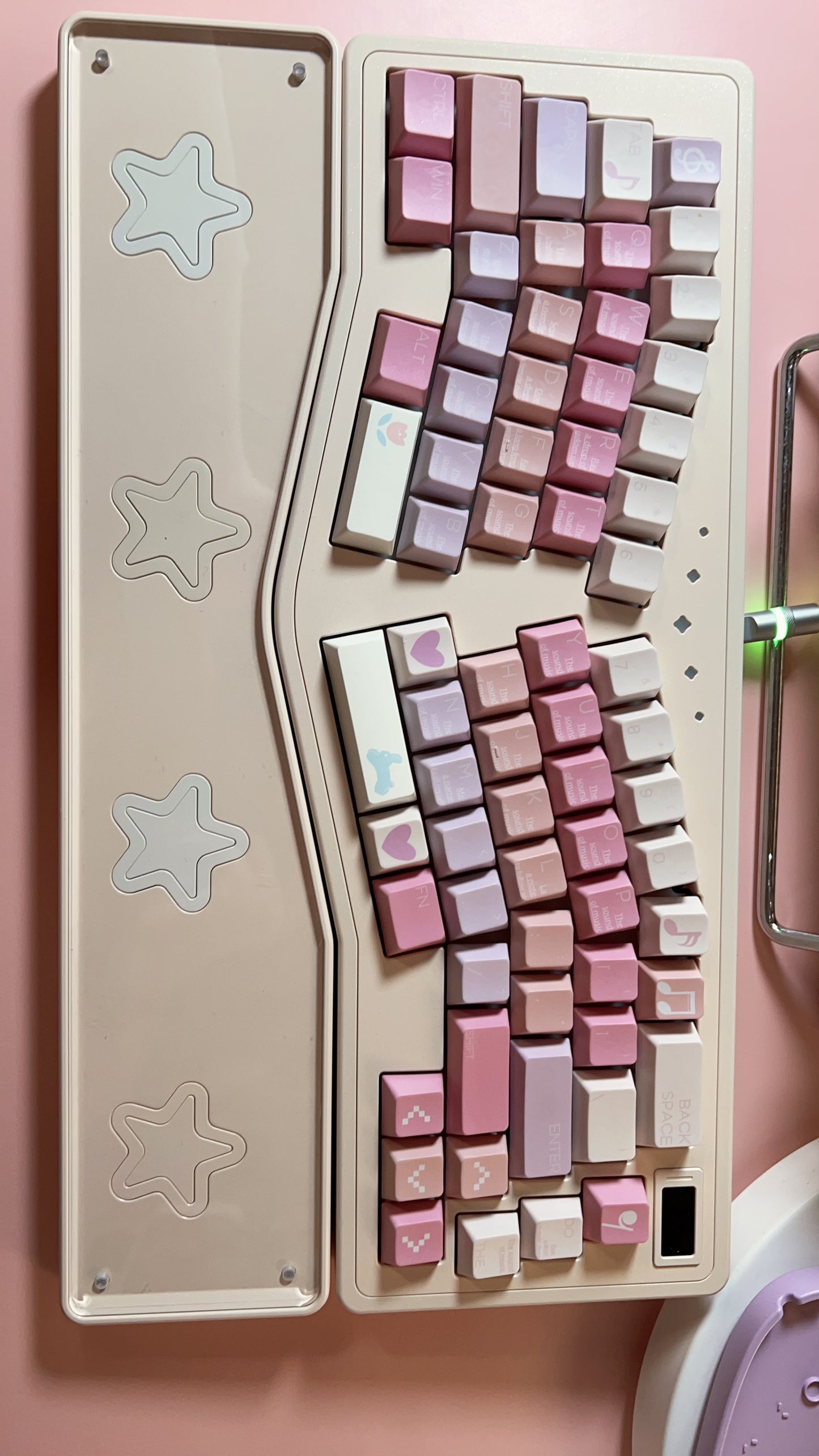 Sound of Music Pastel Pink Lilac Beige Cute Melody Notes Cherry Profile Customized Keycaps