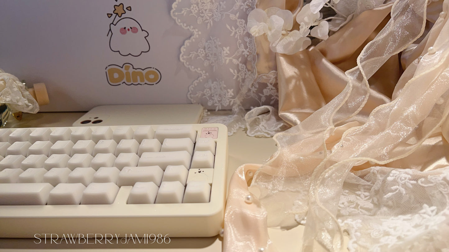 PREORDER Prebuilt Dino65 Cream Thock White Aluminum Customized Mechanical Keyboard