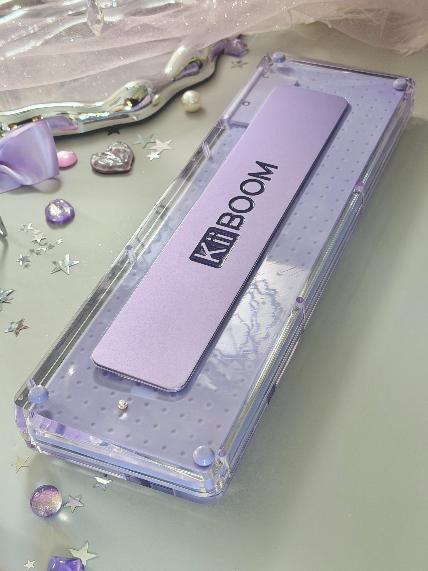 Unboxing Sample For Sale ONLY 1 Instock KiiBOOM Phantom 64 Crystal Acrylic Keyboard + custom Keycaps