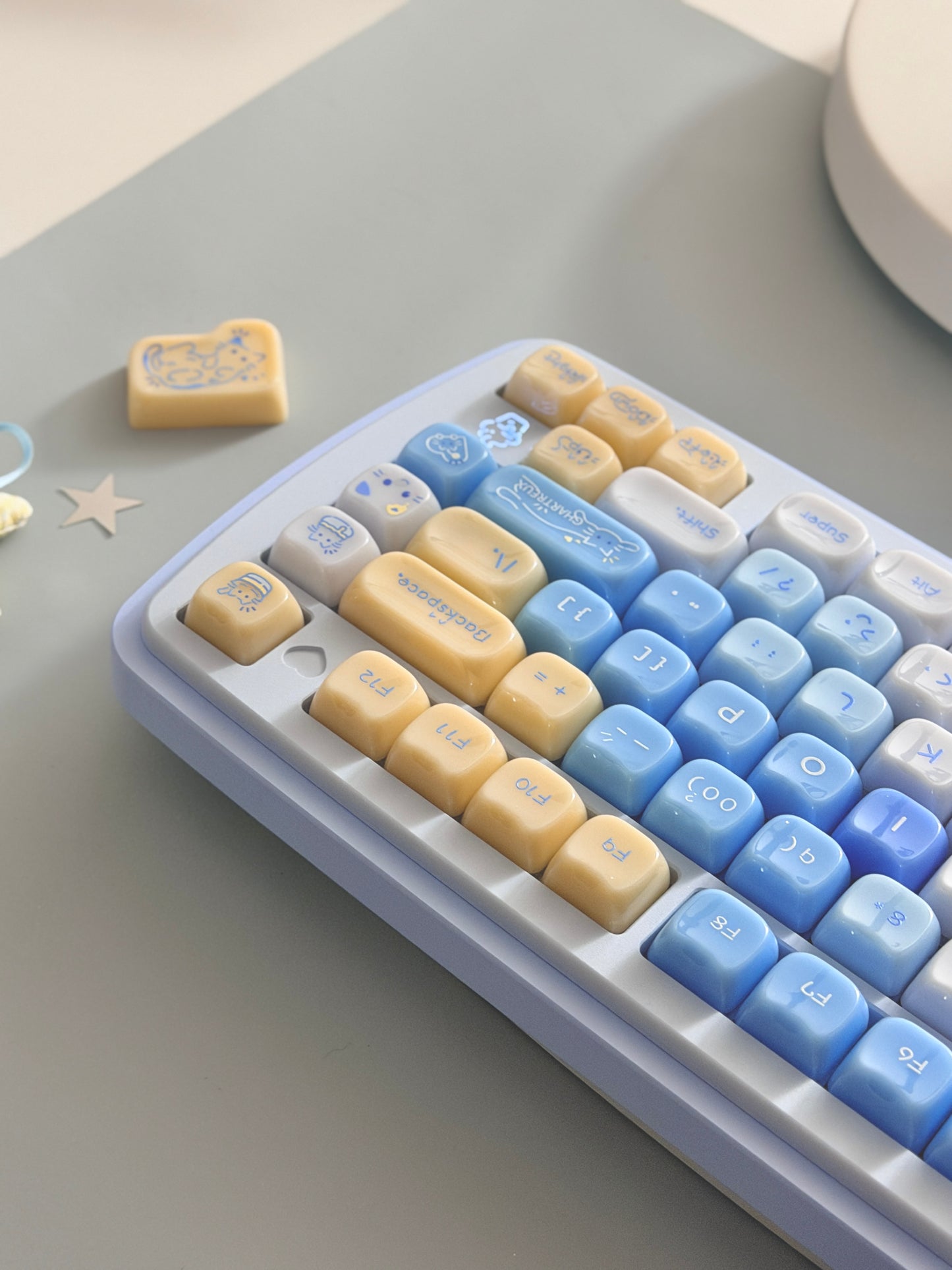 ONLY 1 Instock Prebuilt Aluminum Custom Mechanical Keyboard Yummy75 Blue Set