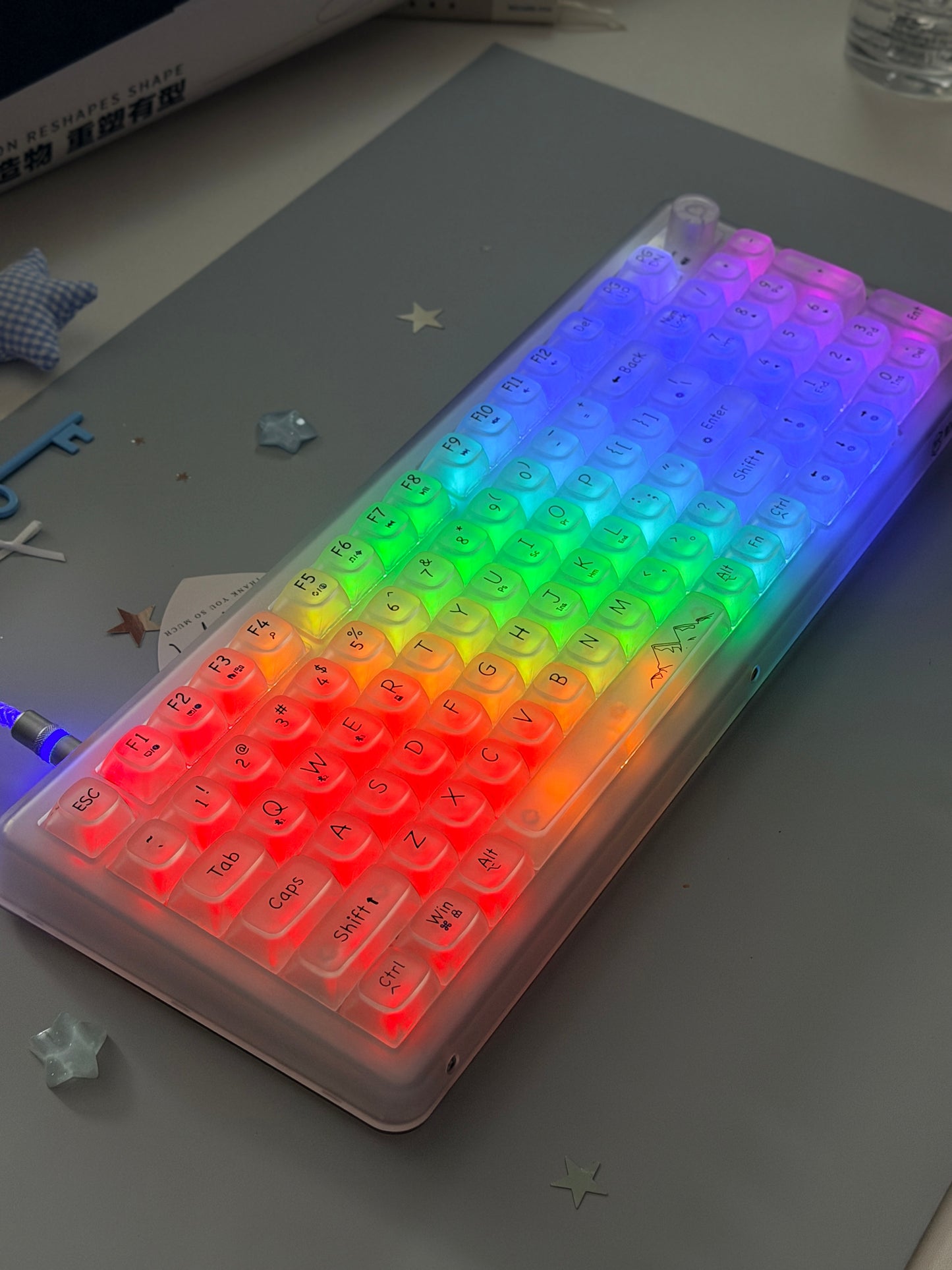 EWEADN V99 Wireless Transparent Mechanical Gaming Keyboard with RGB Backlight