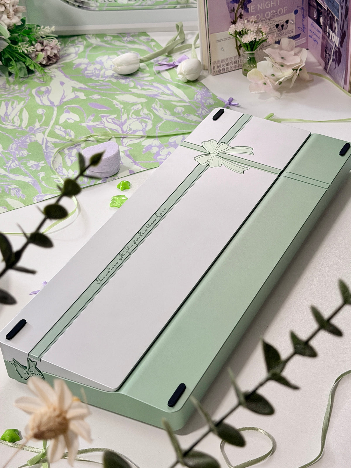 ONLY 1 Instock Prebuilt Aluminum Custom Mechanical Keyboard Gift80 Anordized Green | lavender mint PC Keycaps