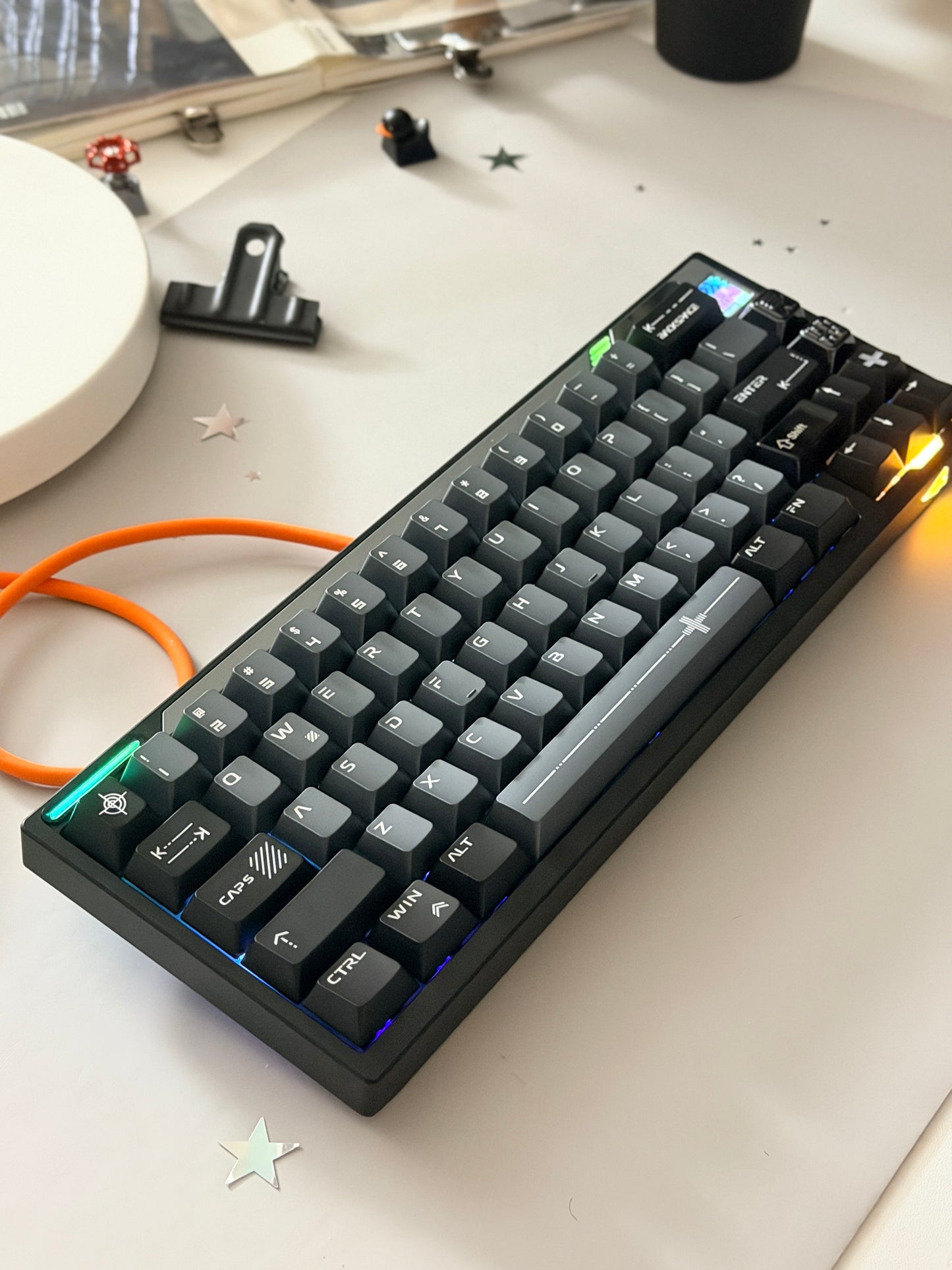 ONLY 1 Prebuilt Aluminum Custom Mechanical Keyboard Wuque Paper65 PRISM BLACK ➕ MCAPS Metal Keycap