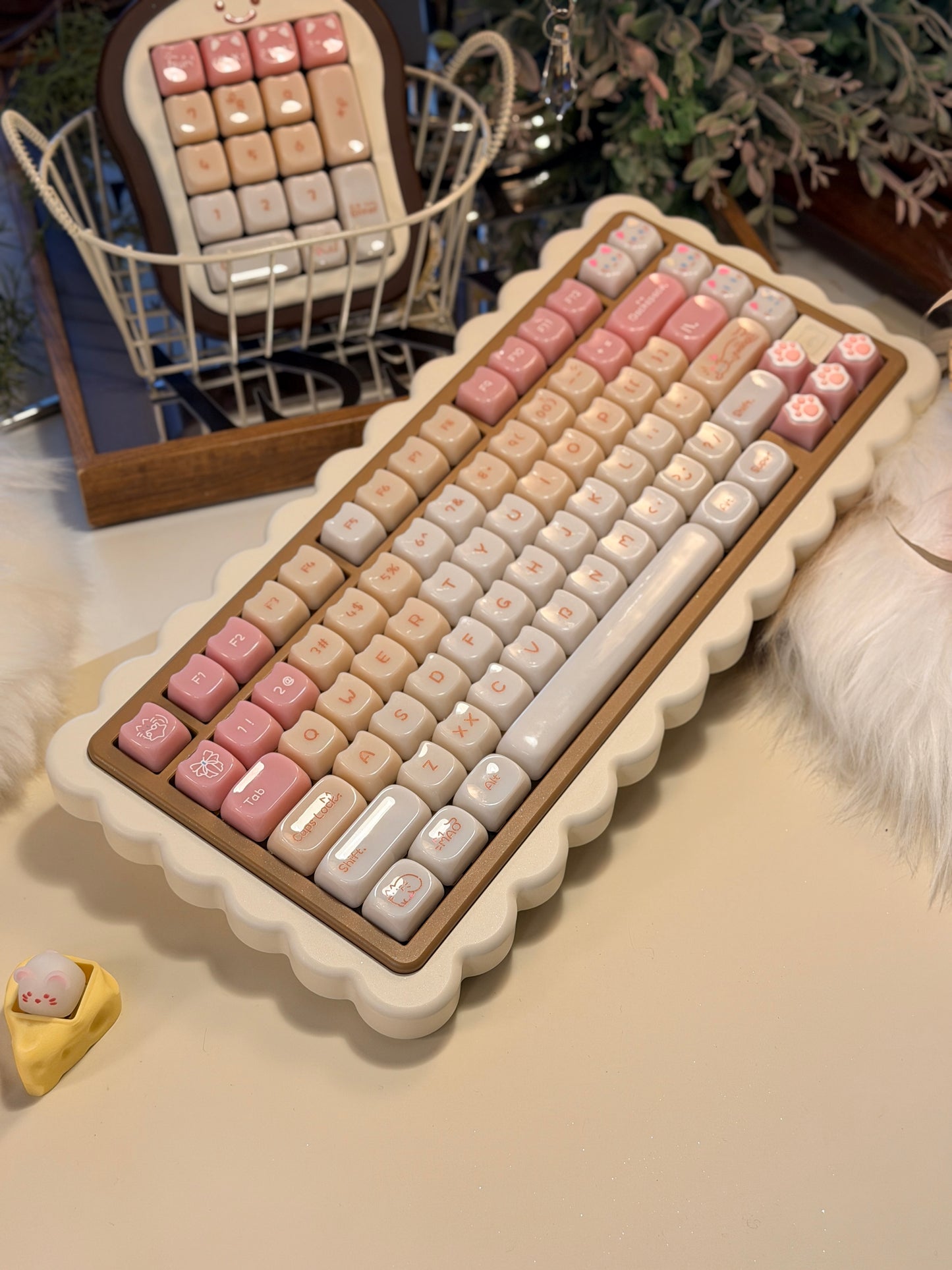 ONLY 1 Instock Prebuilt Aluminum Custom Mechanical Keyboard Cookie75 & Toast Pad Set