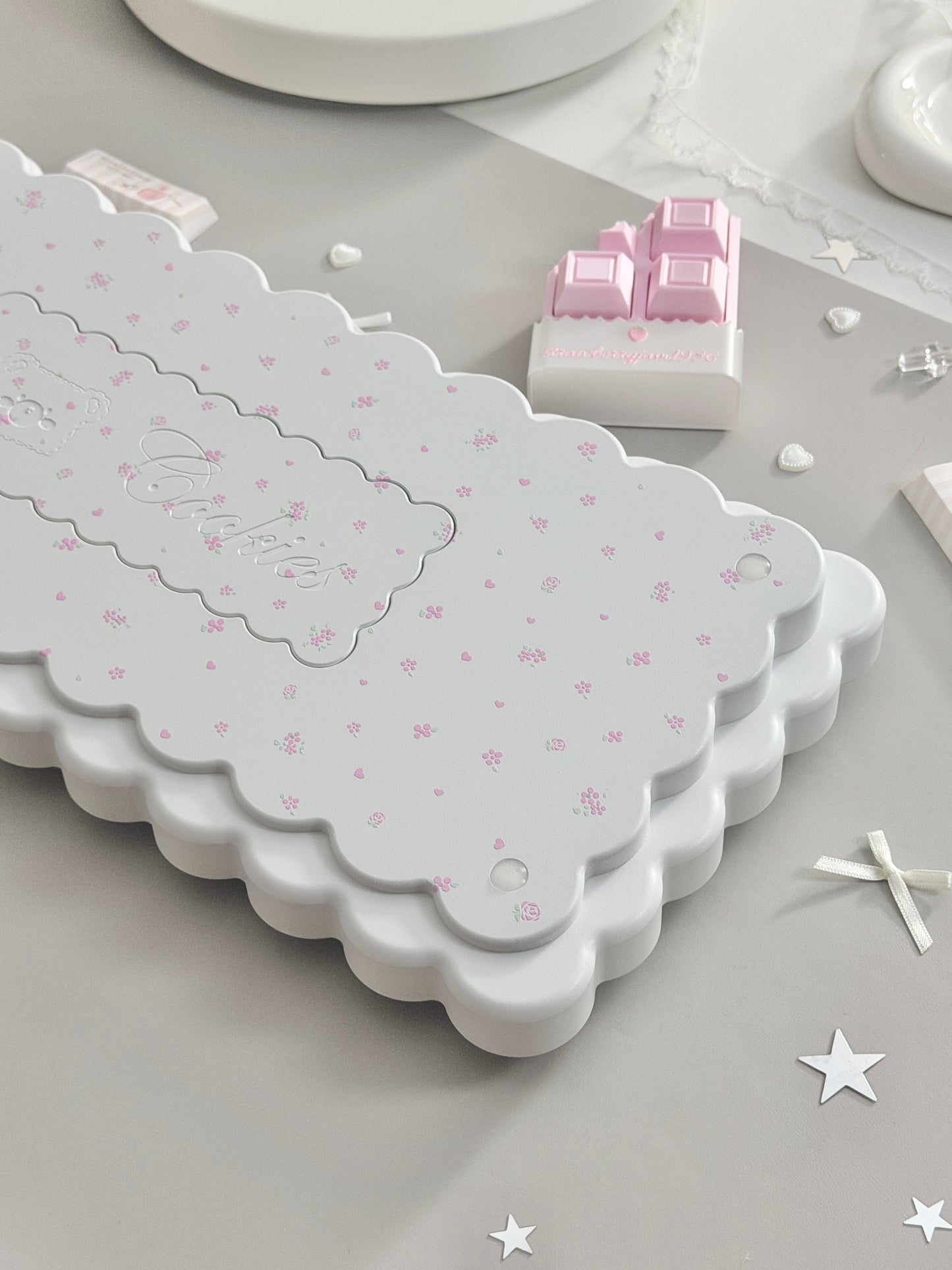 ONLY 1 Instock Prebuilt Aluminum Customized Mechanical Keyboard Cookies75 White Floral Set