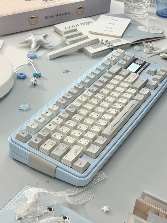 ONLY 1 Instock Prebuilt Aluminum Custom Mechanical Keyboard Bread80 Wireless Pale Blue Set
