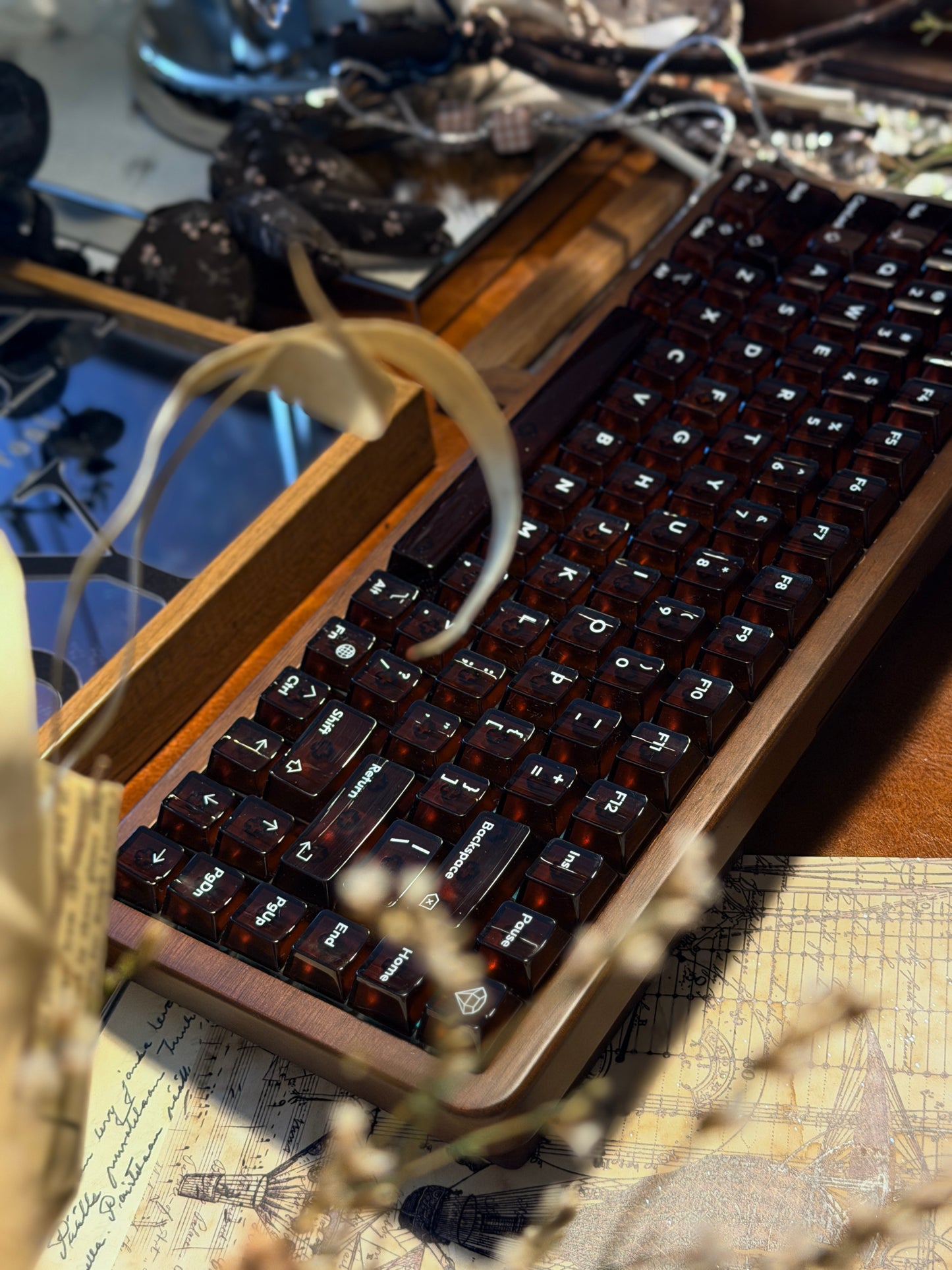 Unboxing Clearance ONLY 1 Instock WOMIER WD75 WIRELESS WOODEN KEYBOARD ➕ lelelab Lele Gems Crystal Keycaps