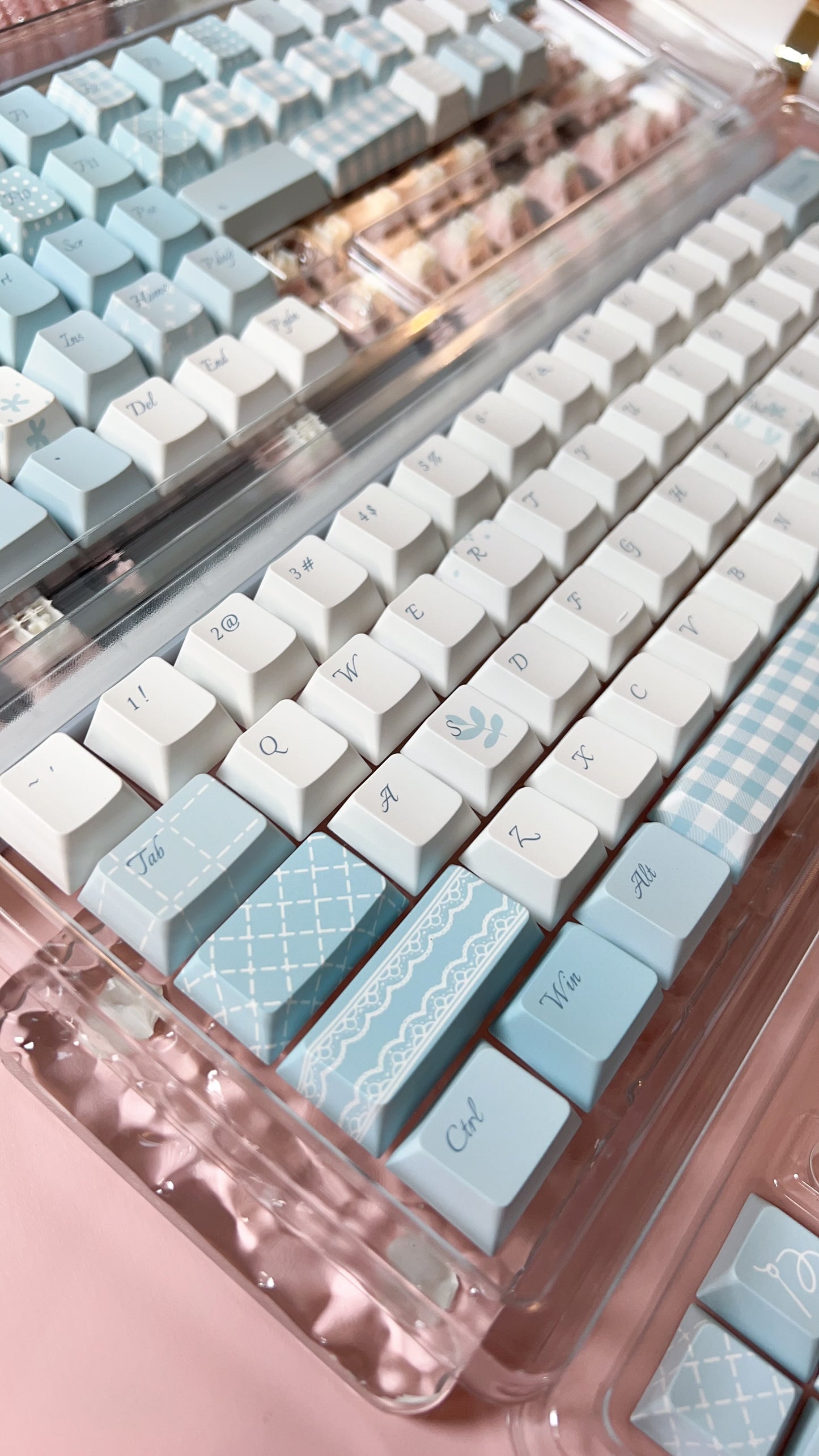 080 Pastel Blue Lace Love Poem Keycap Cherry Profile Design Mocoo