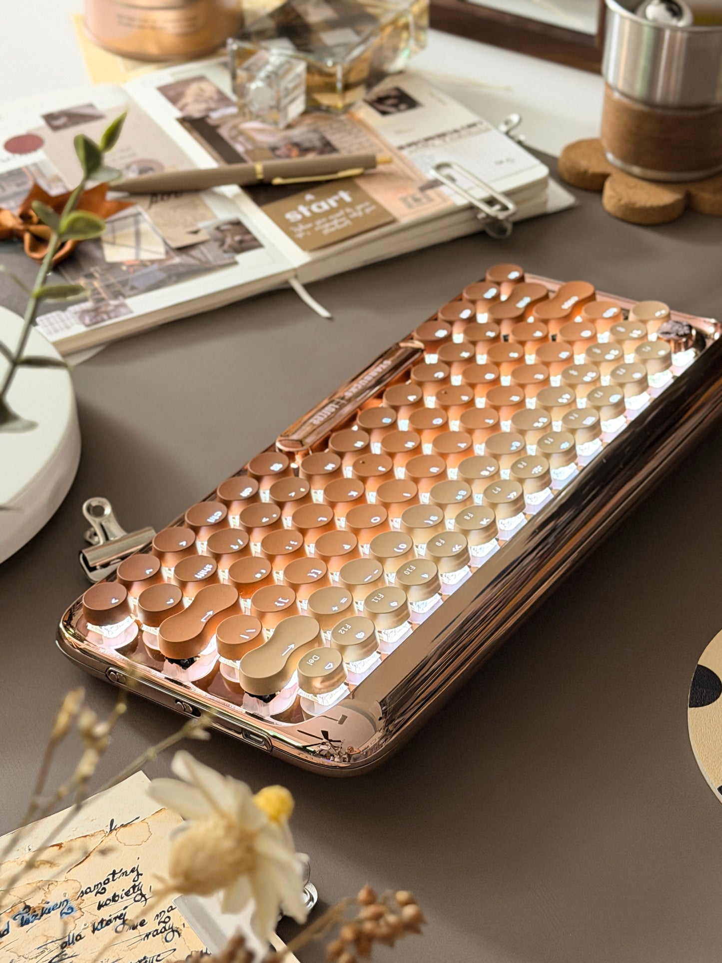 Lofree DOT Coffee Theme Mechanical Keyboard Set For Windows/Mac Tablet Office Bluetooth