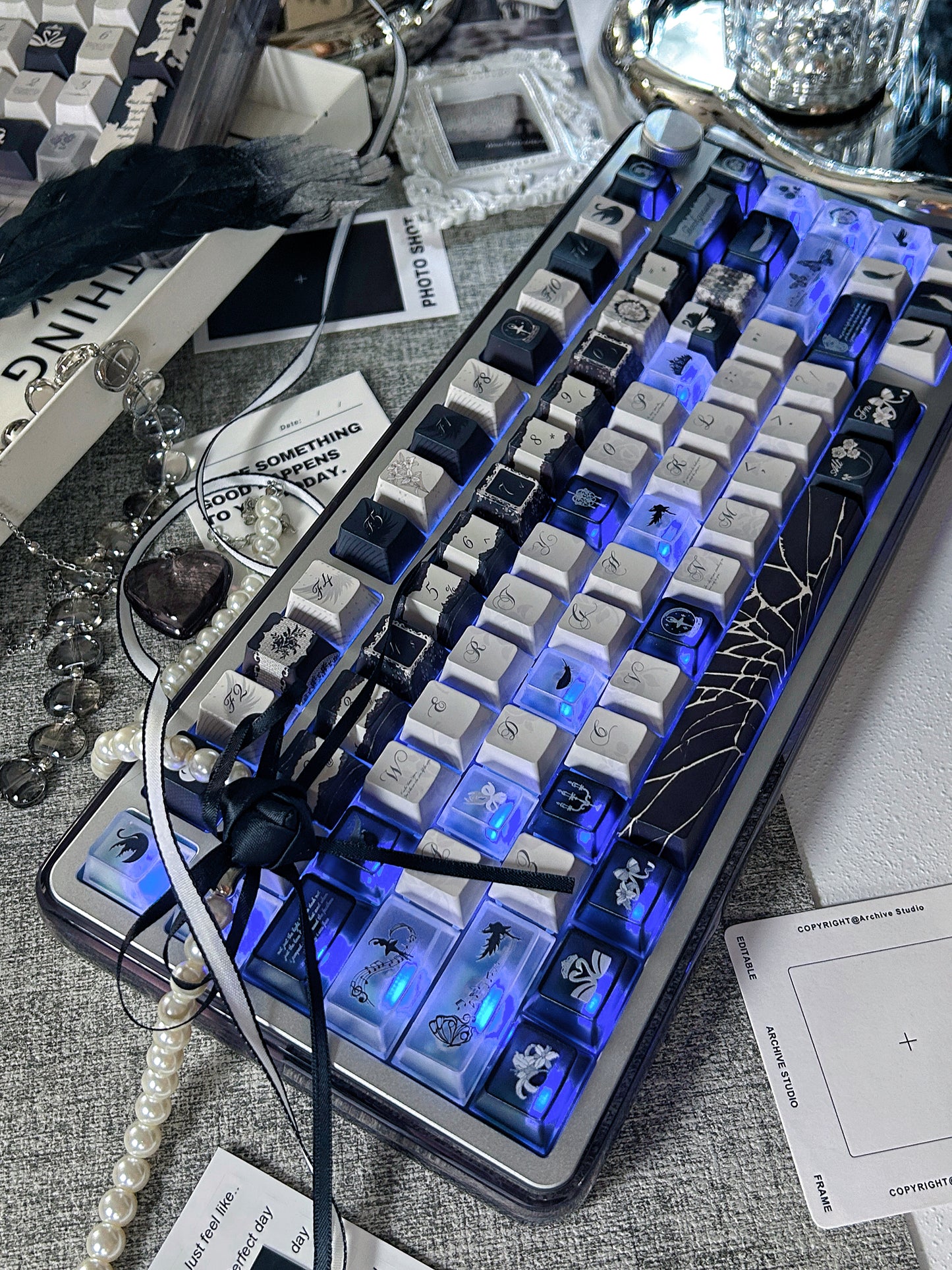 #0229 Dance of Ashes Black White Grey Keycap Designed By Miller