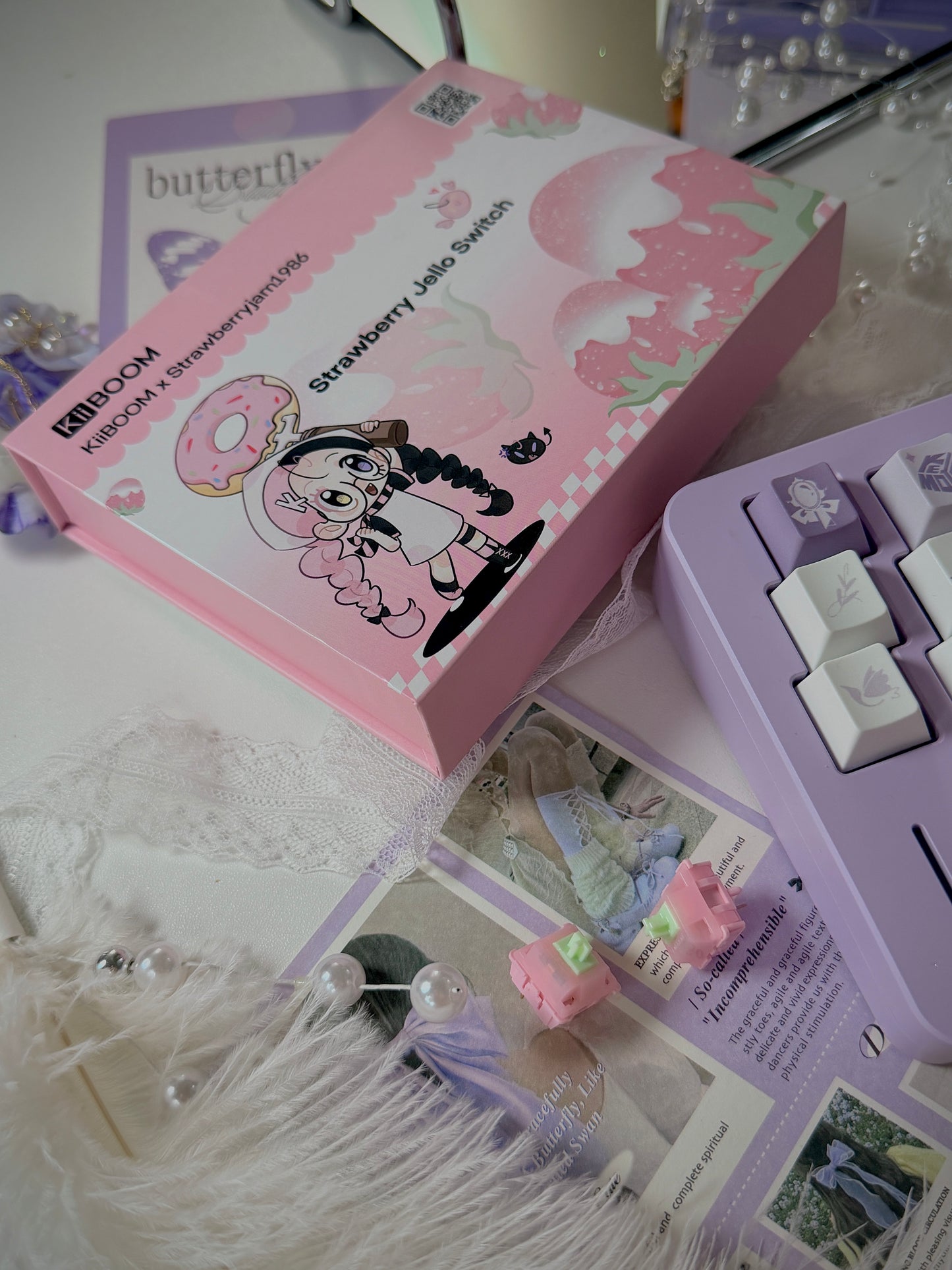 ONLY 1 Instock Prebuilt Aluminum Customized Mechanical Keyboard DIMIALICE Ergonomic Pastel Purple Keyboard Set(not including the KiiBOOM number pad)