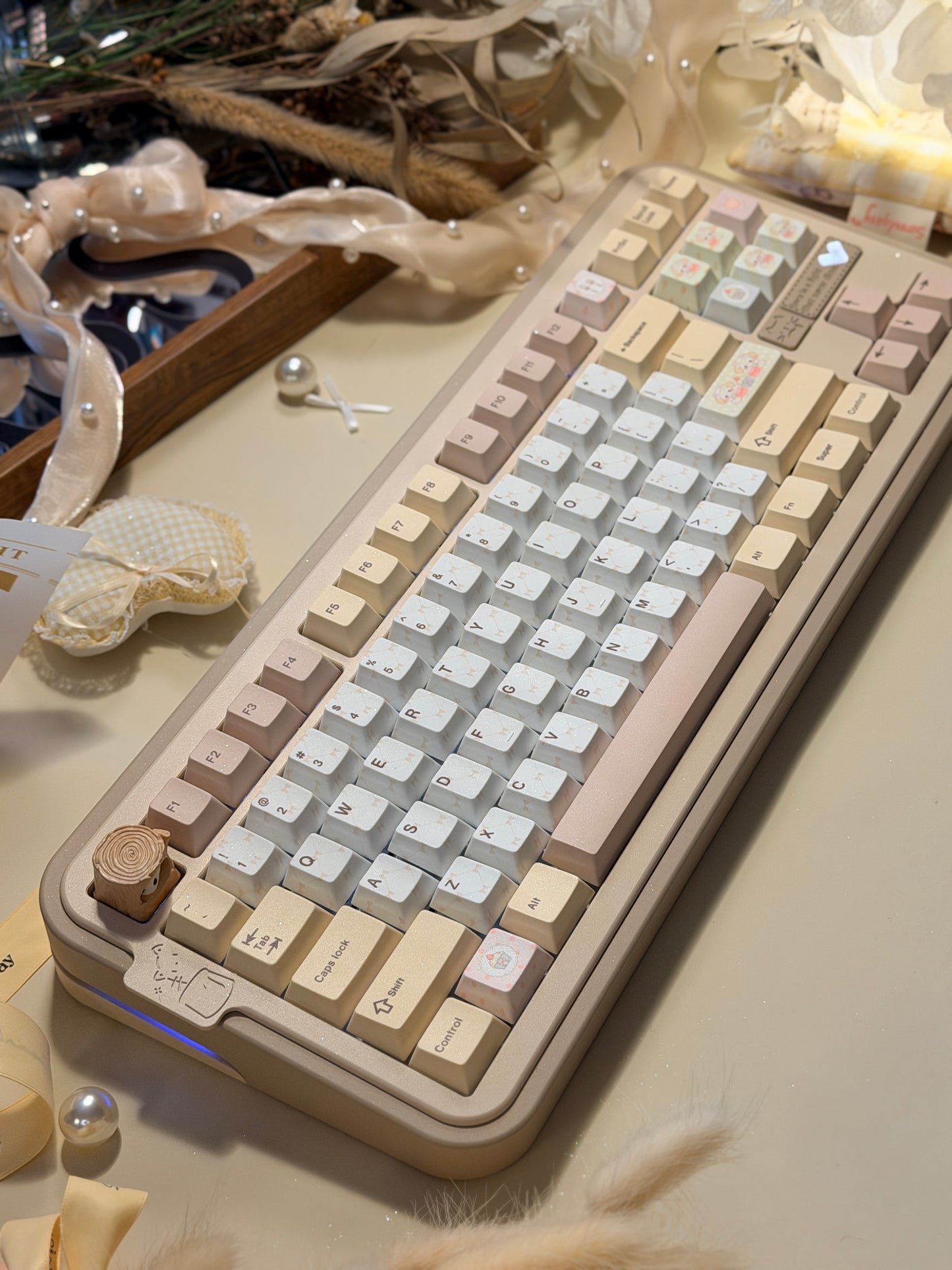 ONLY 1 Instock Cocomi80 Milk Tea Custom Mechanical Keyboard keyrialabs Keycaps Set