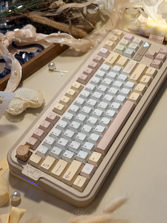 ONLY 1 Instock Cocomi80 Milk Tea Custom Mechanical Keyboard keyrialabs Keycaps Set