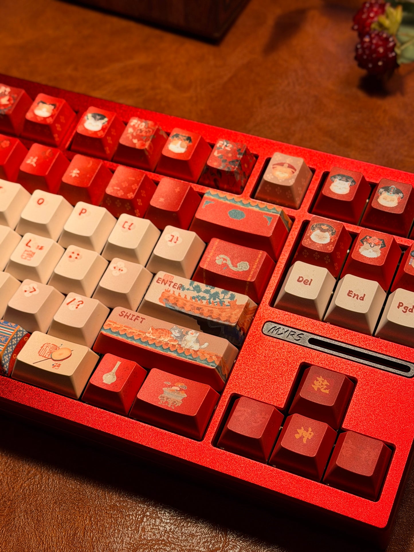 ONLY 1 Instock Prebuilt Aluminum Customized Mechanical Keyboard Y80 Anodized Red Creamy Thocky Set
