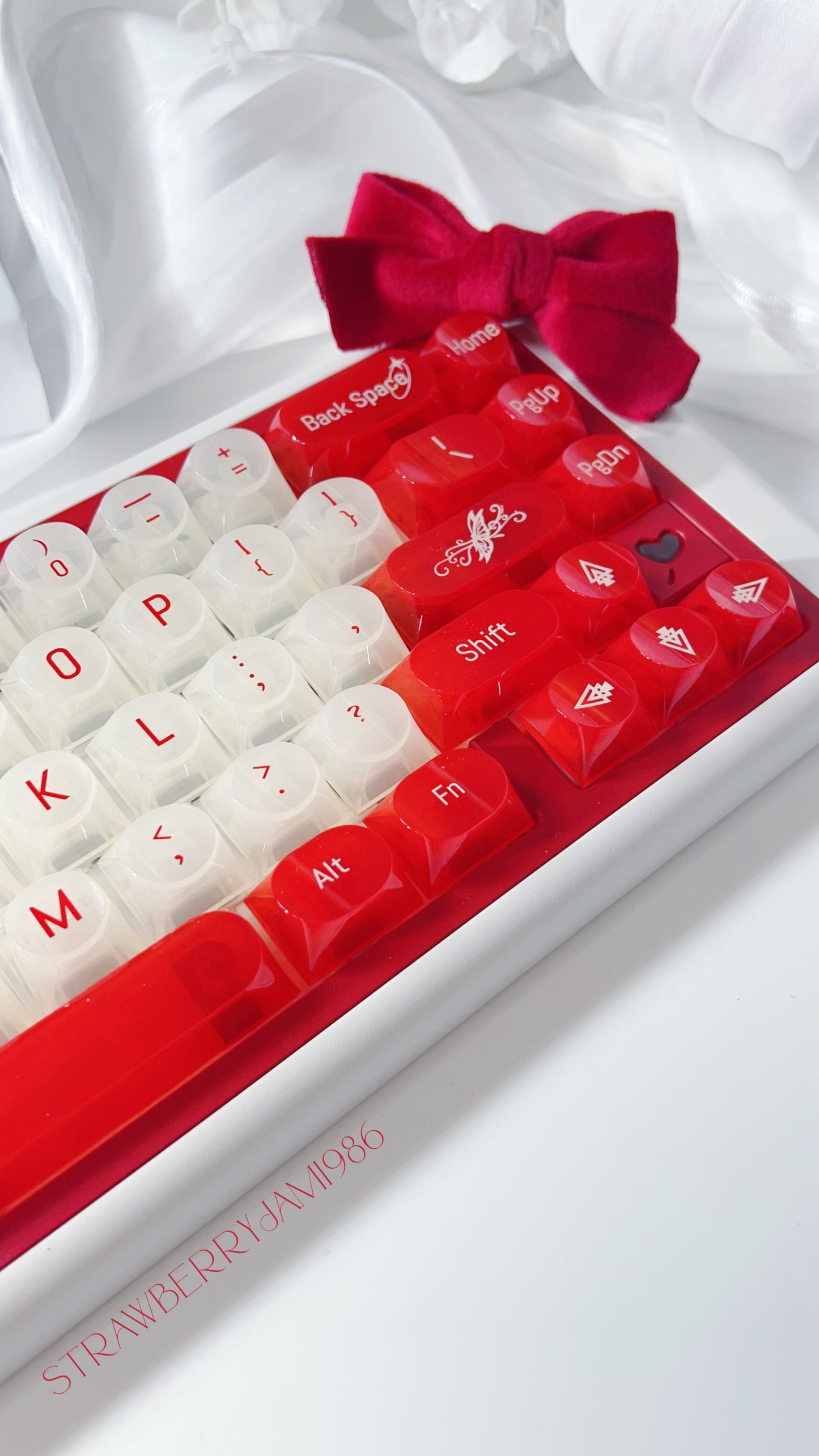 【Only 1 In-stock】Prebuilt Meow65 White Red Aluminum Customized Mechanical Keyboard