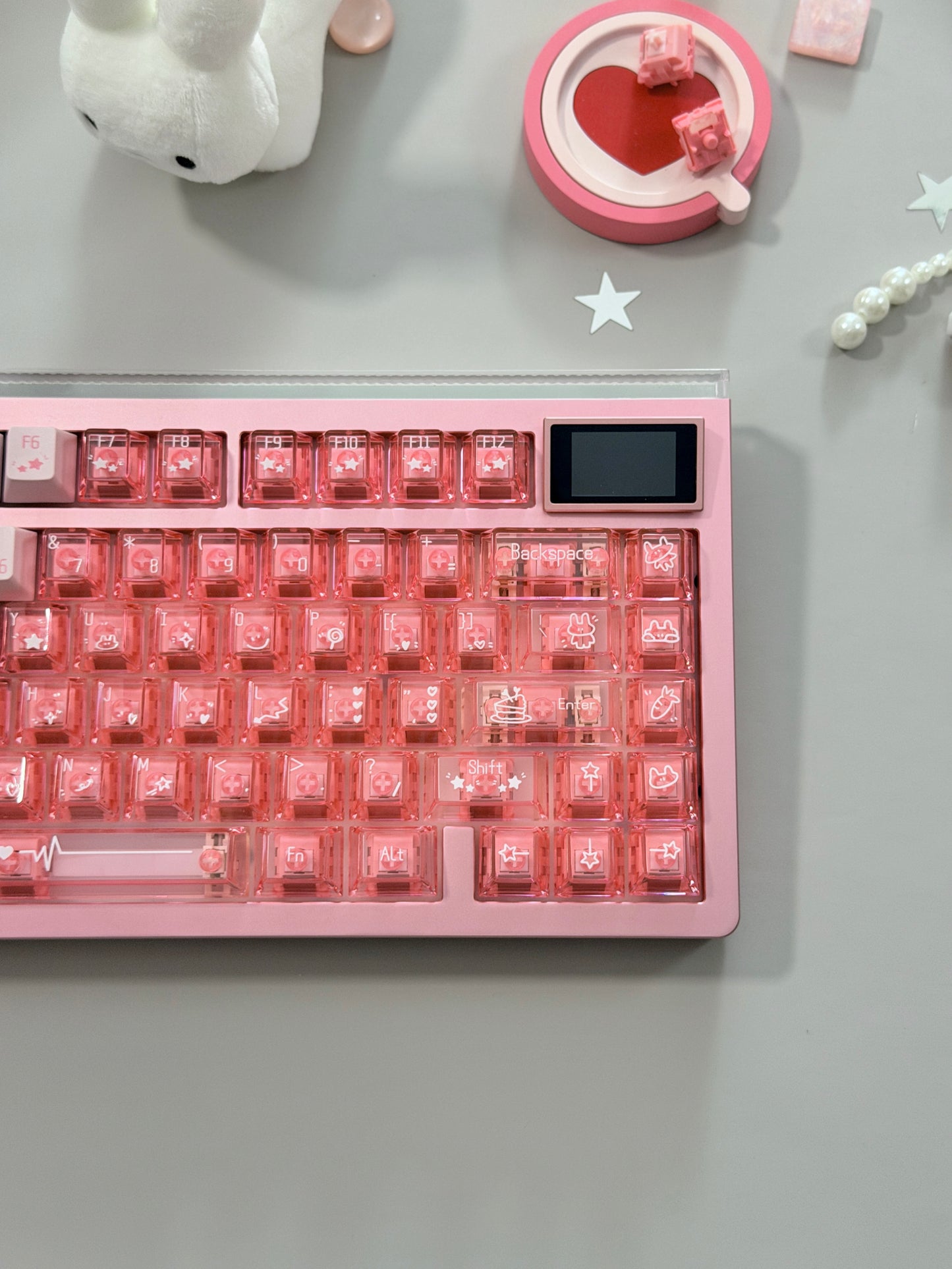 ONLY 1 Unboxing Clearance Anodized Pink GLOW75 DIY Kit &DuoChrome Keycaps & Silent Linear Switches