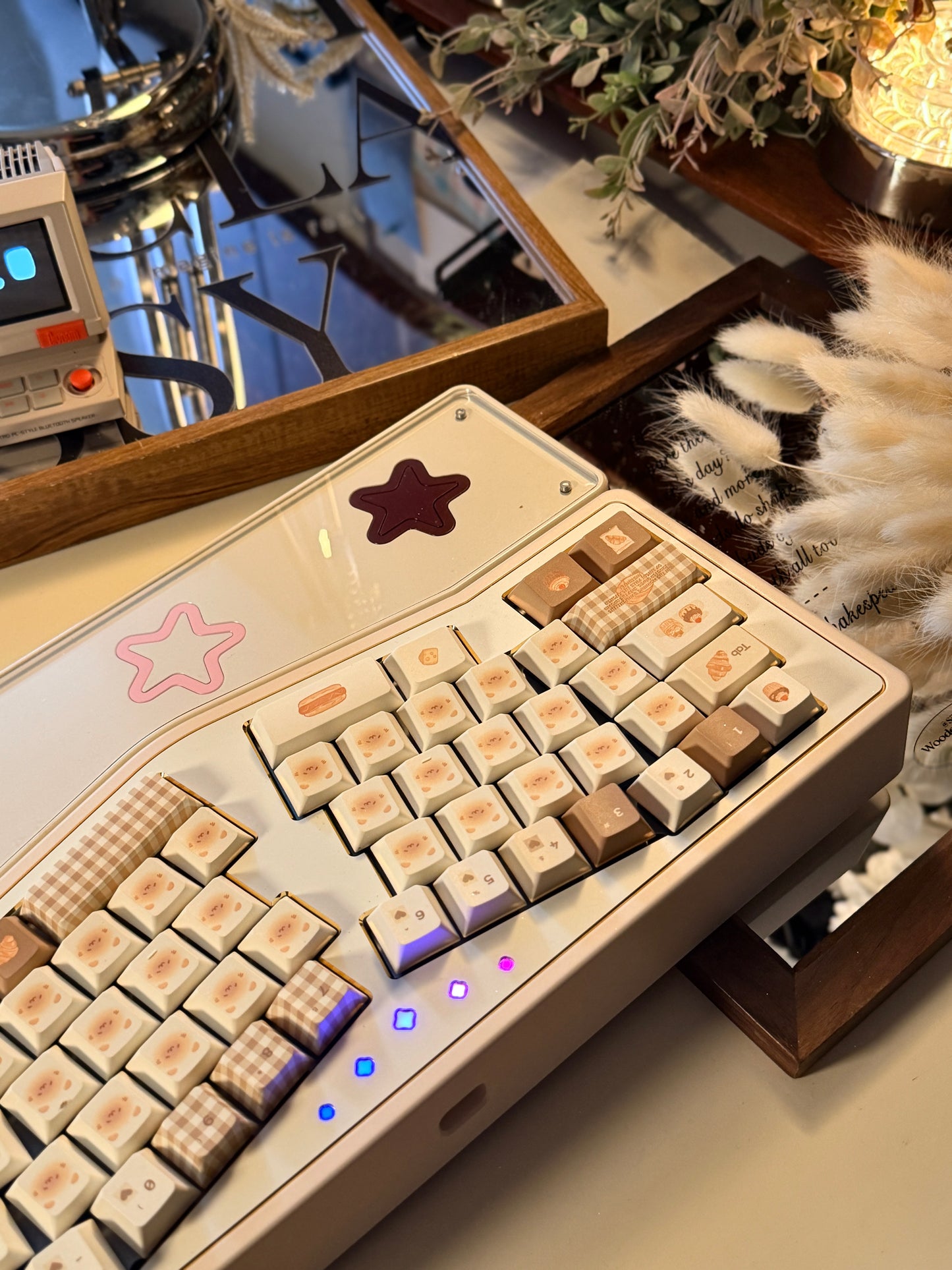 ONLY 1 instock Prebuilt Cream White StarAlice Aluminum Custom Mechanical Keyboard With Wrist rest