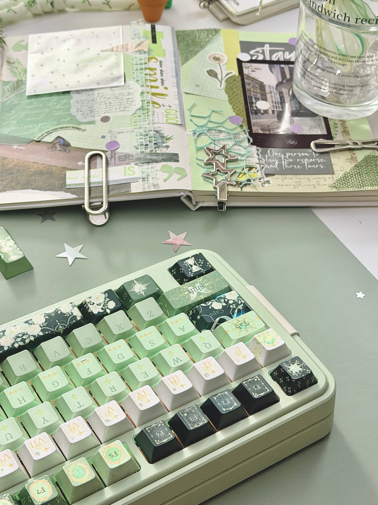 ONLY 1 Instock Prebuilt Aluminum Custom Mechanical Keyboard Bread80 Wireless Matcha Green Set