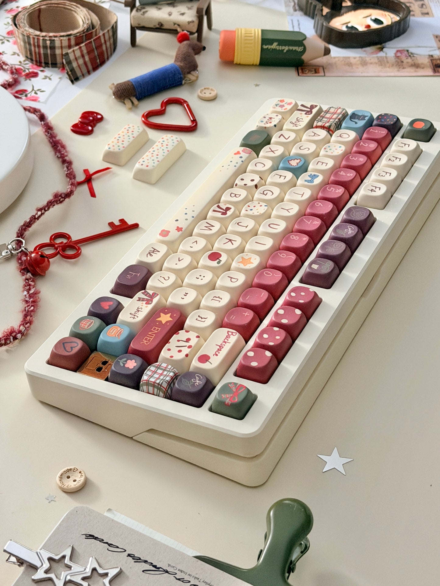 ONLY 1 Instock Prebuilt Aluminum Custom Mechanical Keyboard Buff75 R2 Cream Set