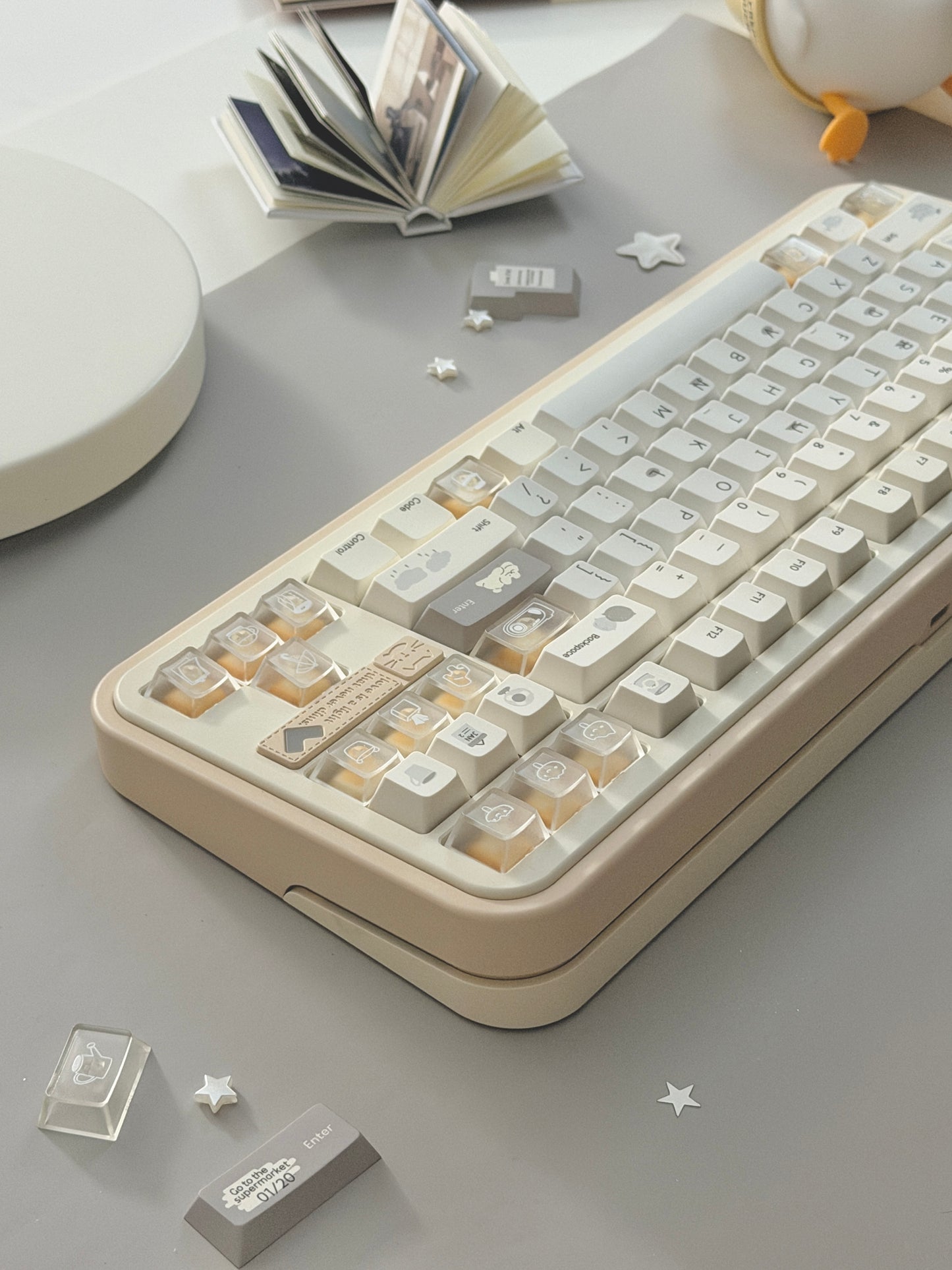 #0280 Cream Sticky Notes Simple and Milk White Pale Gray Keycap Cherry Profile
