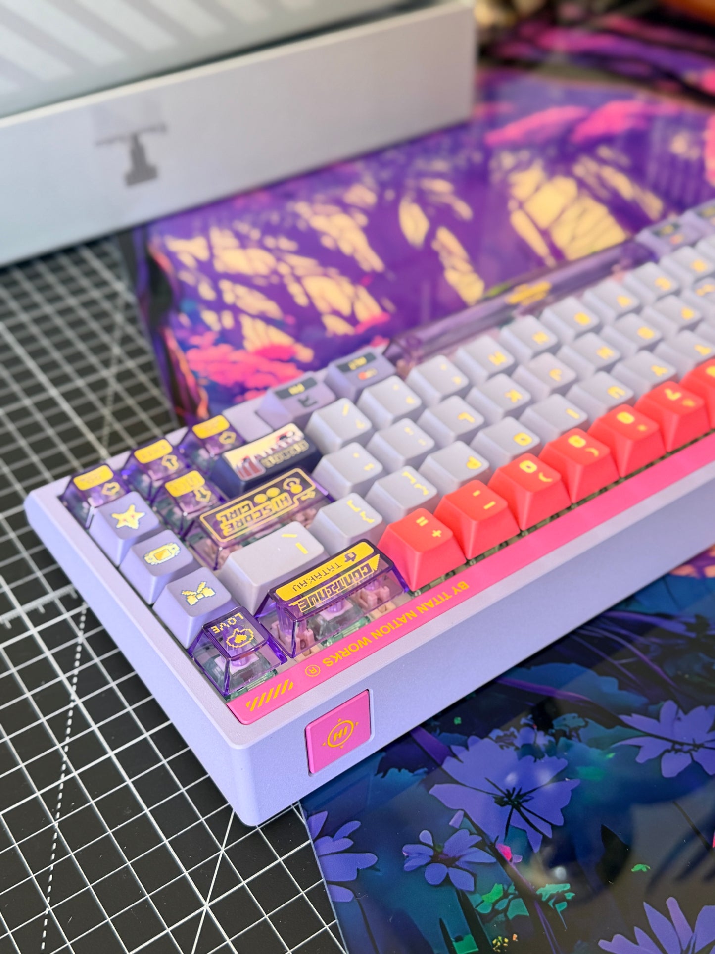 Unboxing Clearance TITAN68HE Purple Pink Magnetic Switch RGB Gaming Keyboard HI SCORE GIRL KEYCAPS