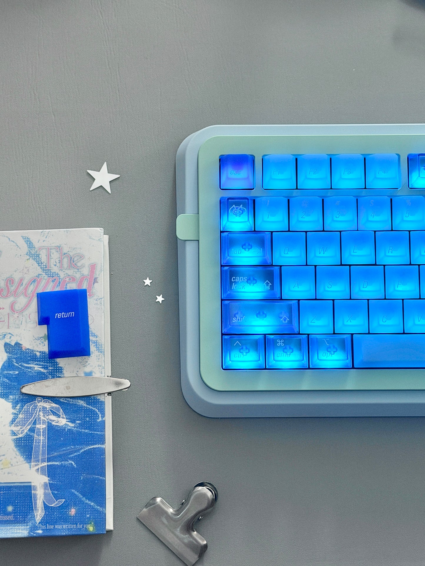 ONLY 1 Instock Prebuilt Aluminum Custom Mechanical Keyboard Blue Green Soap75 Wireless Set