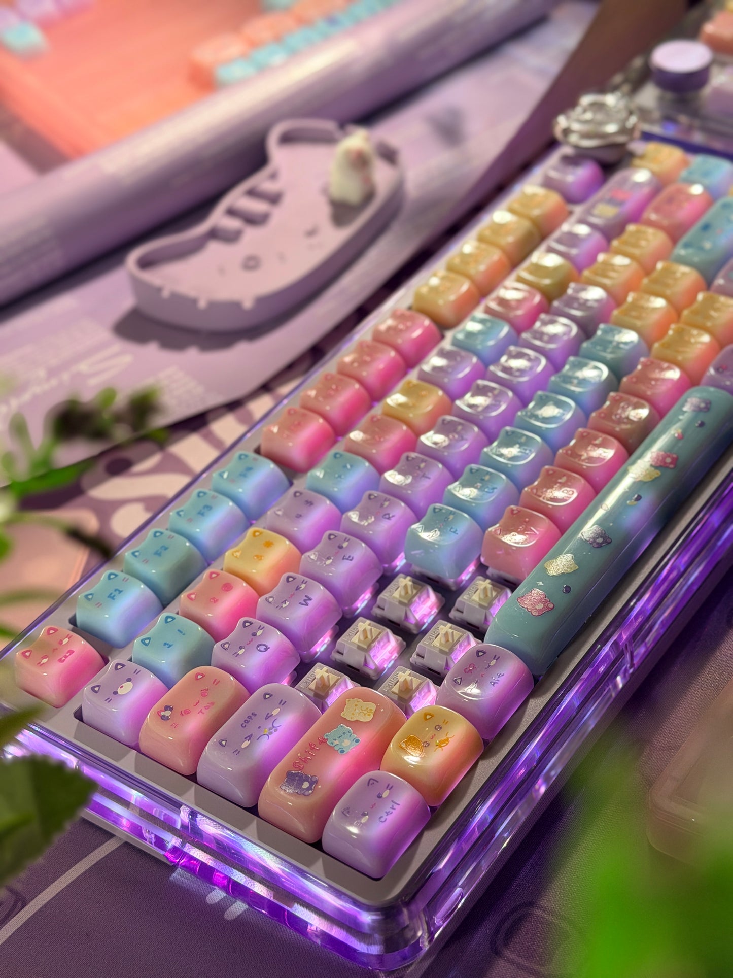 Unboxing Clearance ONLY 1 Instock Meow Pudding PC Keycap Set ➕KiiBOOM Breeze75 Purple Mechanical Keyboard ➕ Phantom 21 Number Pad