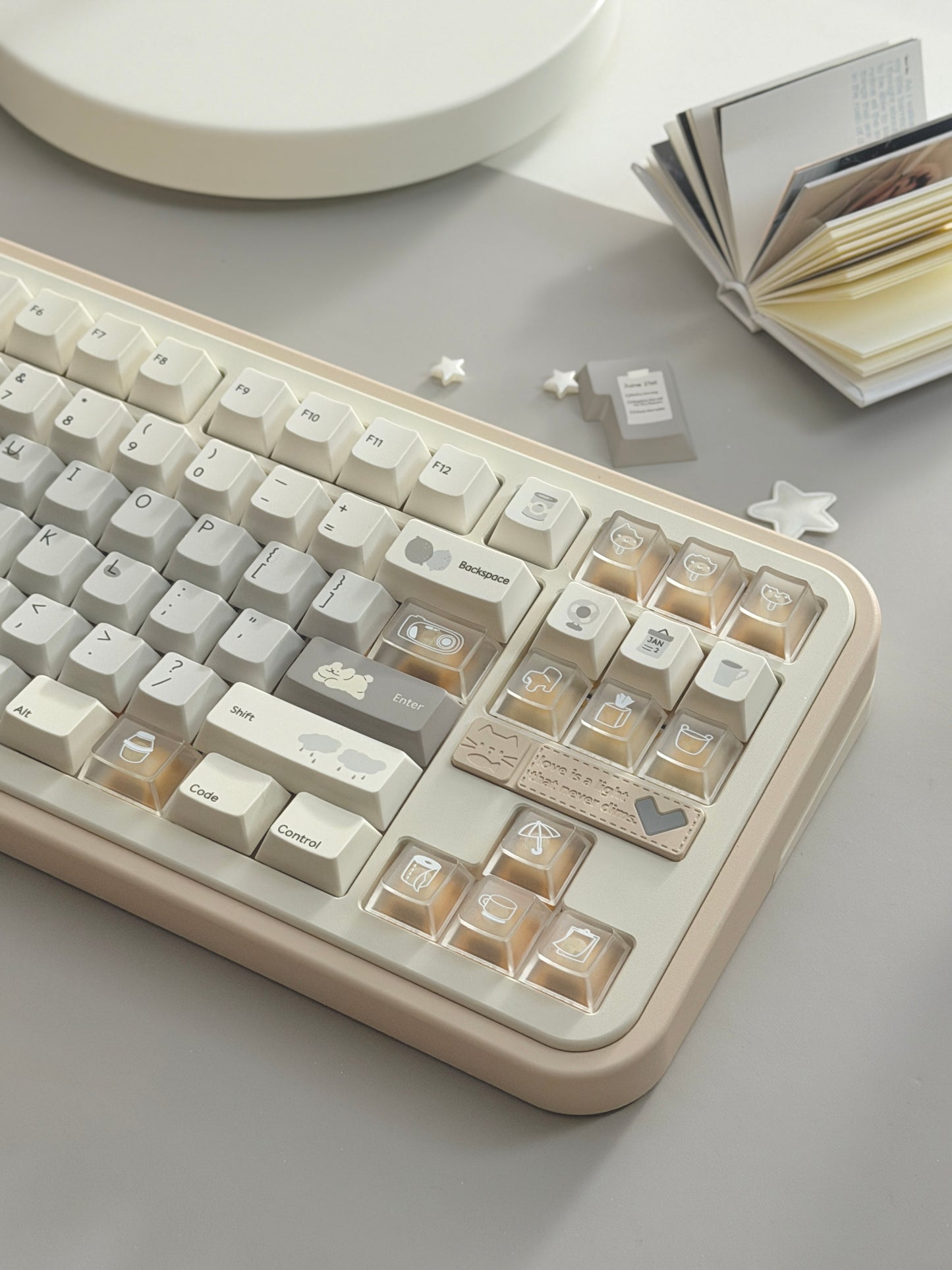 #0280 Cream Sticky Notes Simple and Milk White Pale Gray Keycap Cherry Profile