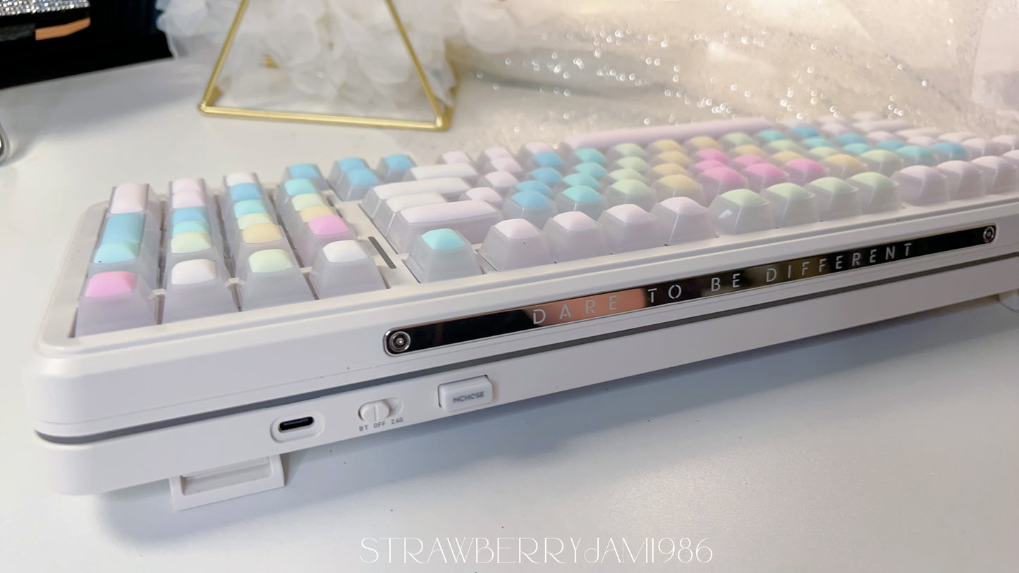 114 Rainbow Fudge Keycaps Fog Clear Silicone Material Soft Bounce Cute Keycaps Cherry Profile 124-key Side-print