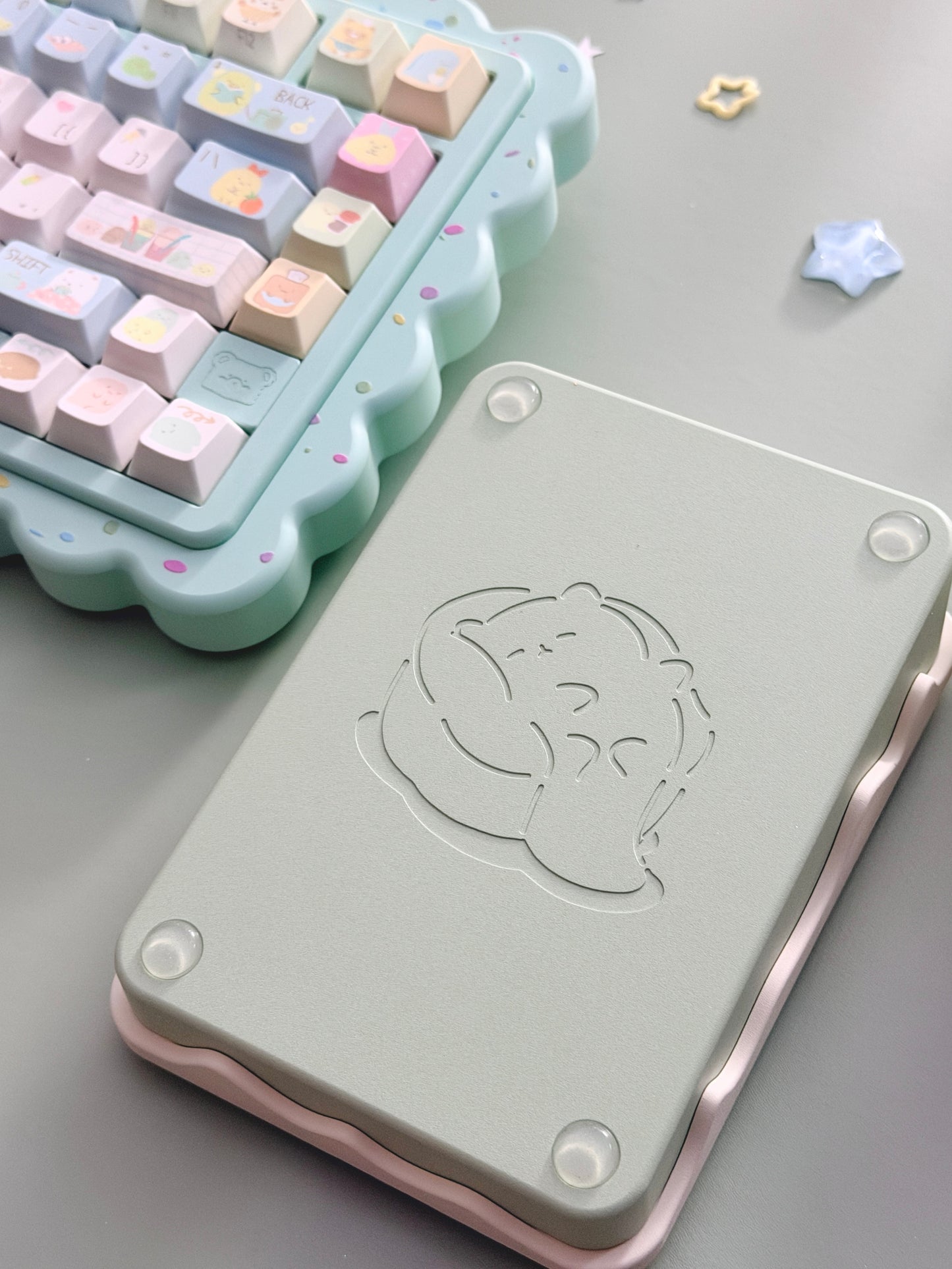 ONLY 1 Instock Prebuilt Aluminum Customized Mechanical Keyboard Cookies75 Mint Sugar Set & Cake Pad
