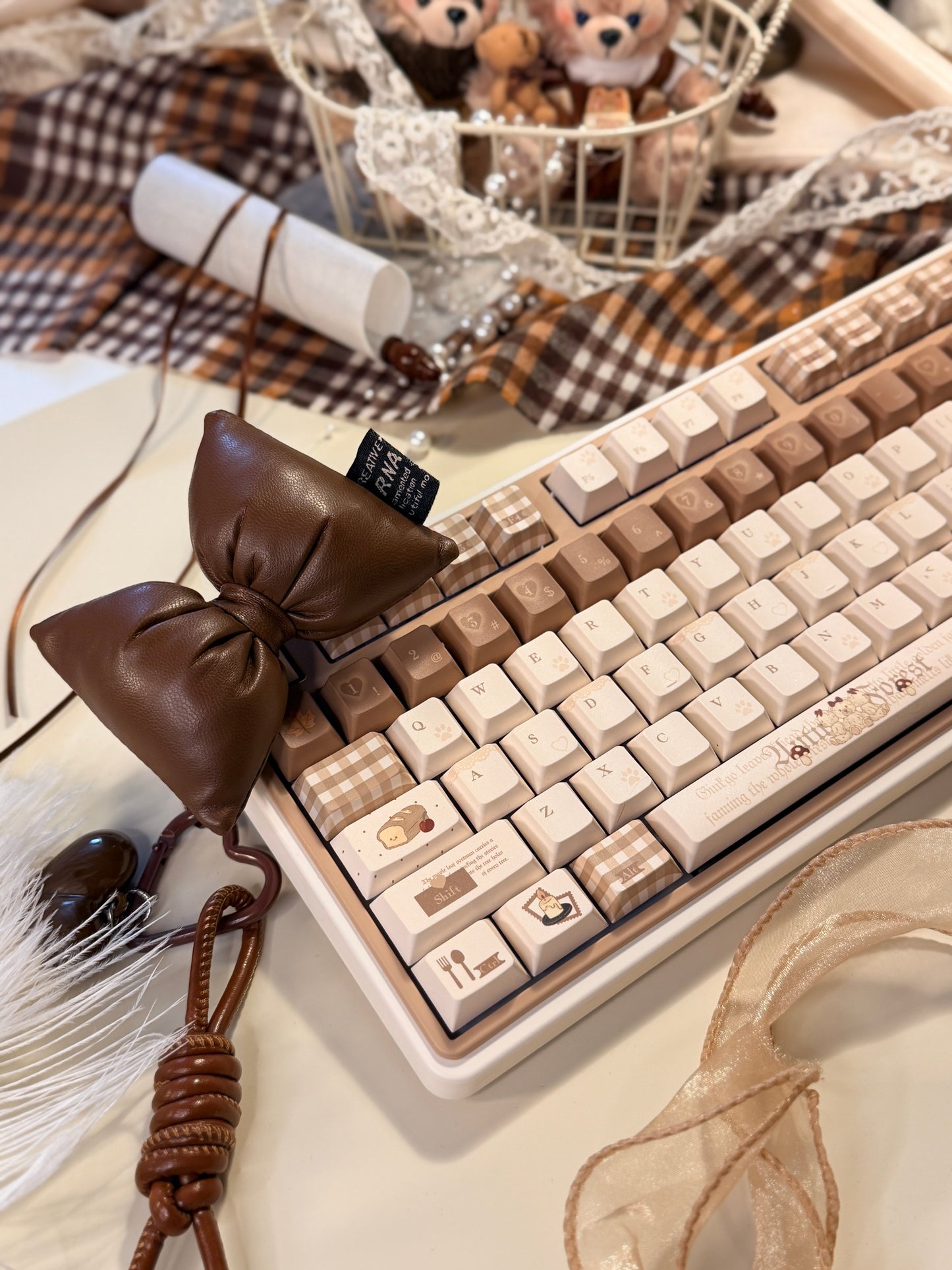 #0245 Mocha Bear Cute Brown Beige Keycap Cherry Profile（not including keyboard）