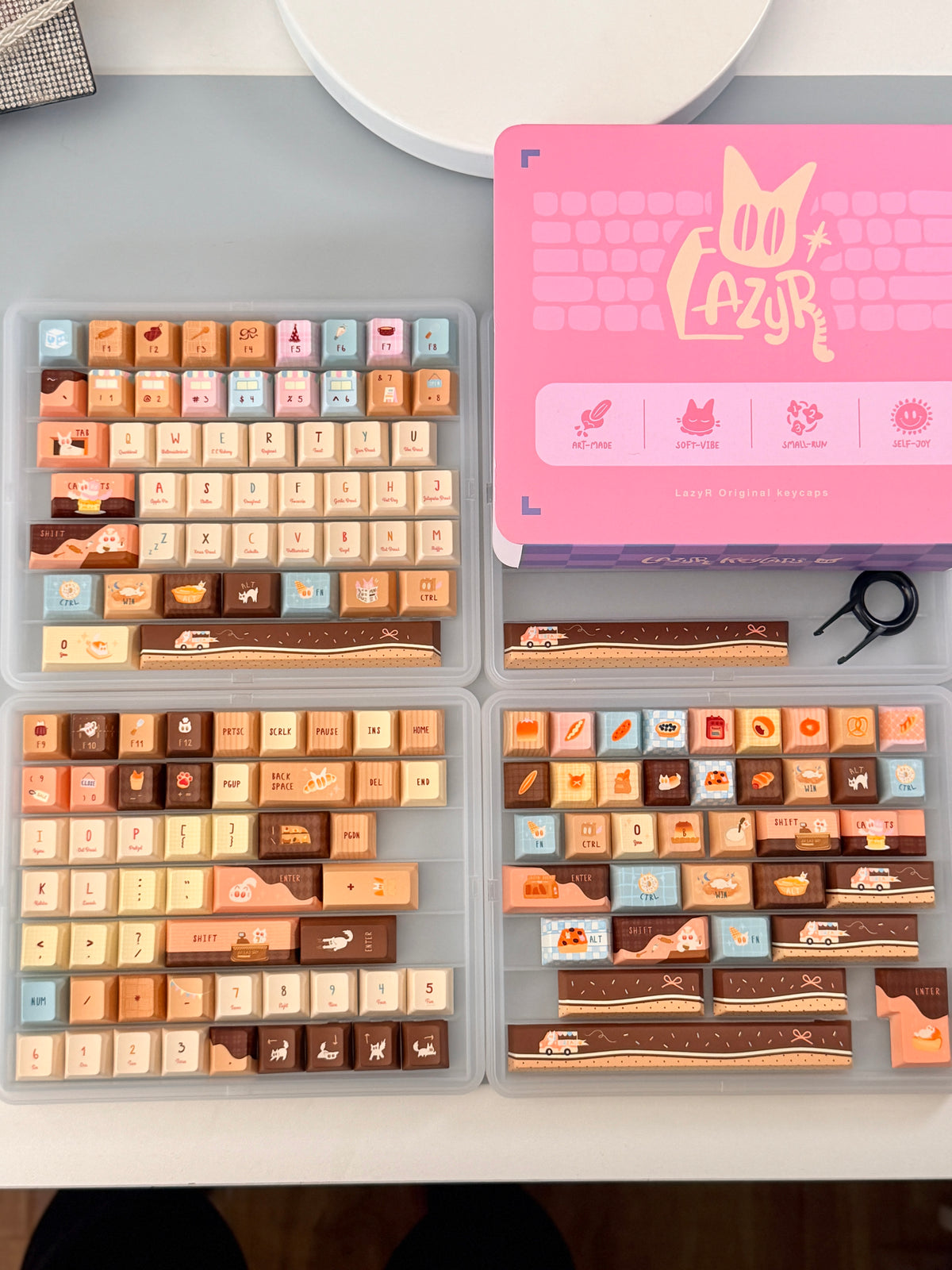 #0307 LazyR Bread Bunny Artisan Keycap | Double-Sided Bread Rabbit Keycap | Cute Bakery-Themed Handmade Keycap for Mechanical Keyboards