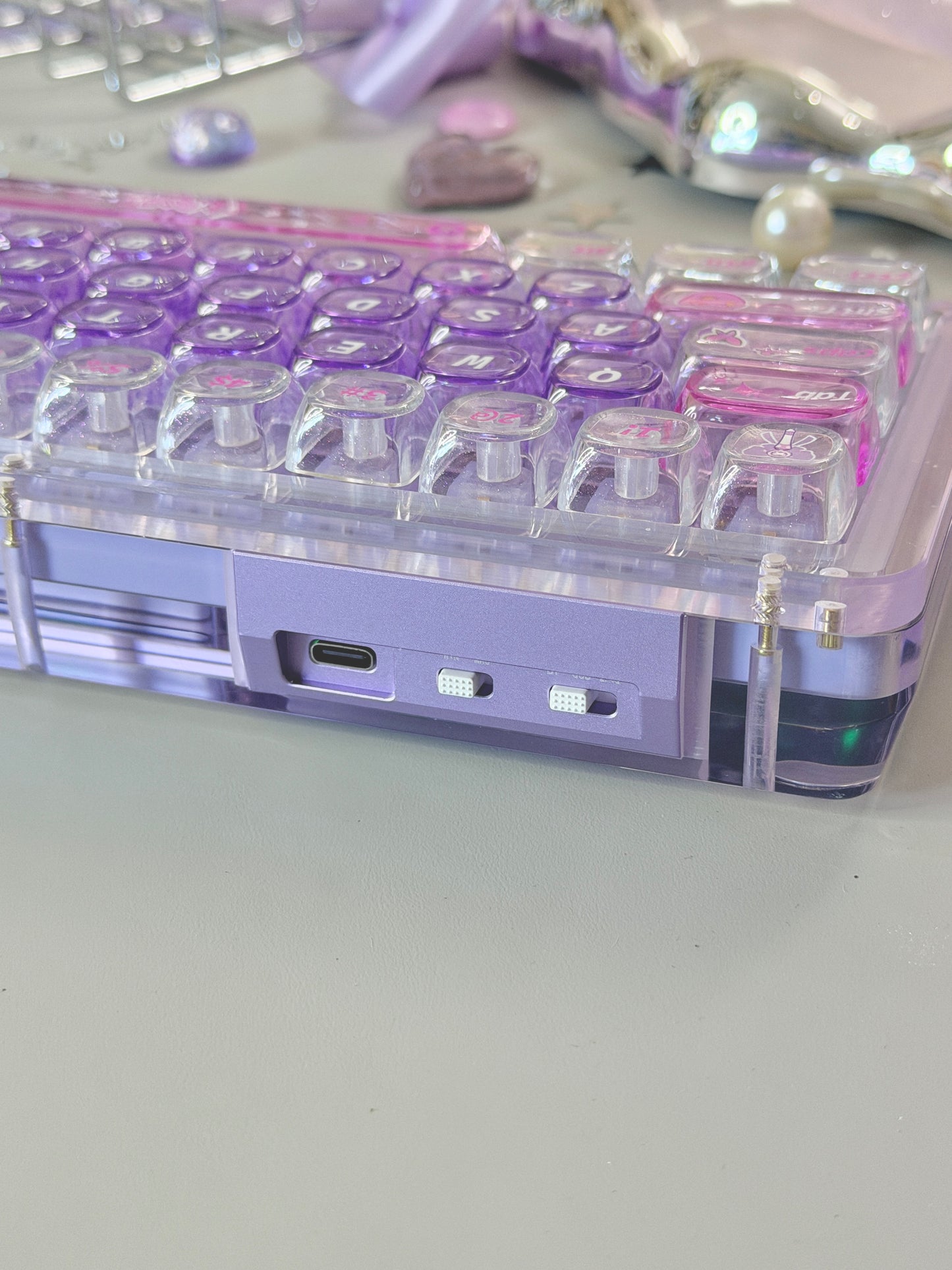 Unboxing Sample For Sale ONLY 1 Instock KiiBOOM Phantom 64 Crystal Acrylic Keyboard + custom Keycaps