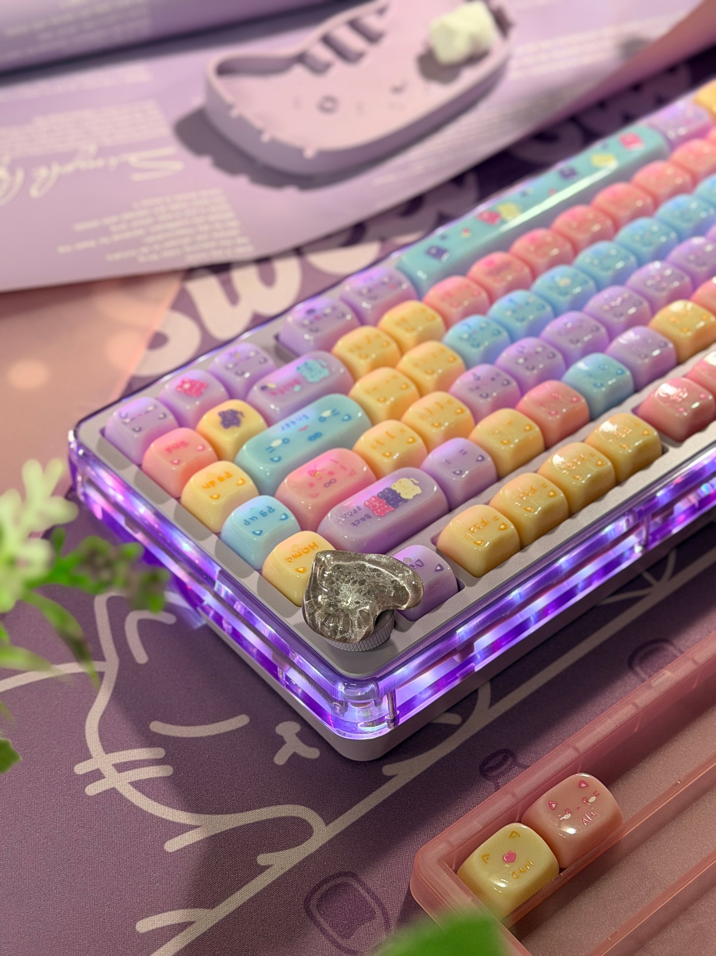 Unboxing Clearance ONLY 1 Instock Meow Pudding PC Keycap Set ➕KiiBOOM Breeze75 Purple Mechanical Keyboard ➕ Phantom 21 Number Pad