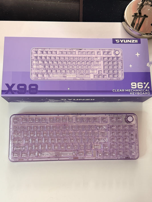 Sample For Sale ONLY 1 Instock YUNZII X98 Wireless Mechanical Gaming Keyboard (Purple, Crystal Switch)