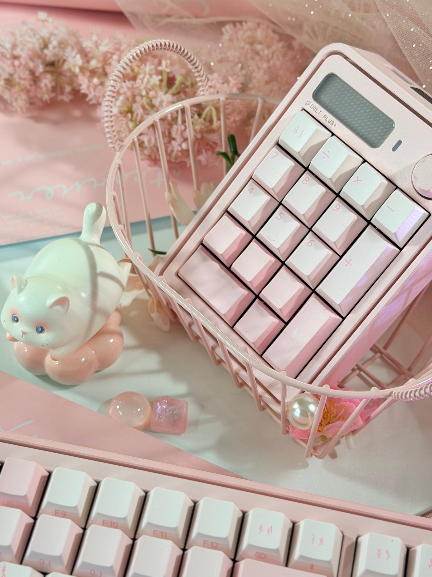 ONLY 1 Instock Prebuilt Aluminum Customized Mechanical Keyboard PERCENTSTUDIO VOLT2.0 Pale Pink Set + VOLT PLUS PAD